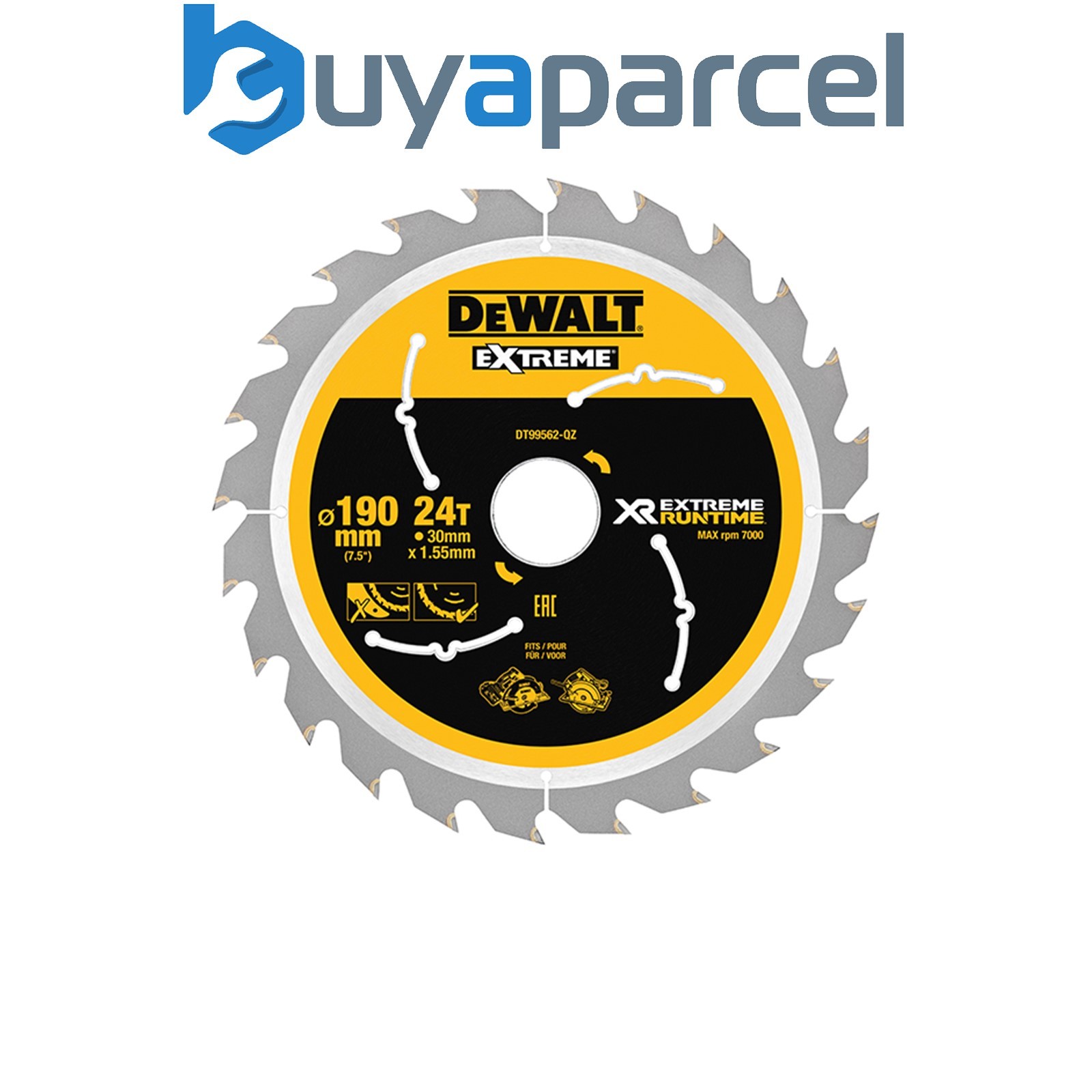 DEWALT DT99562-QZ XR FlexVolt Circular Saw Blade 190 x 30mm x 24T DEWDT99562QZ