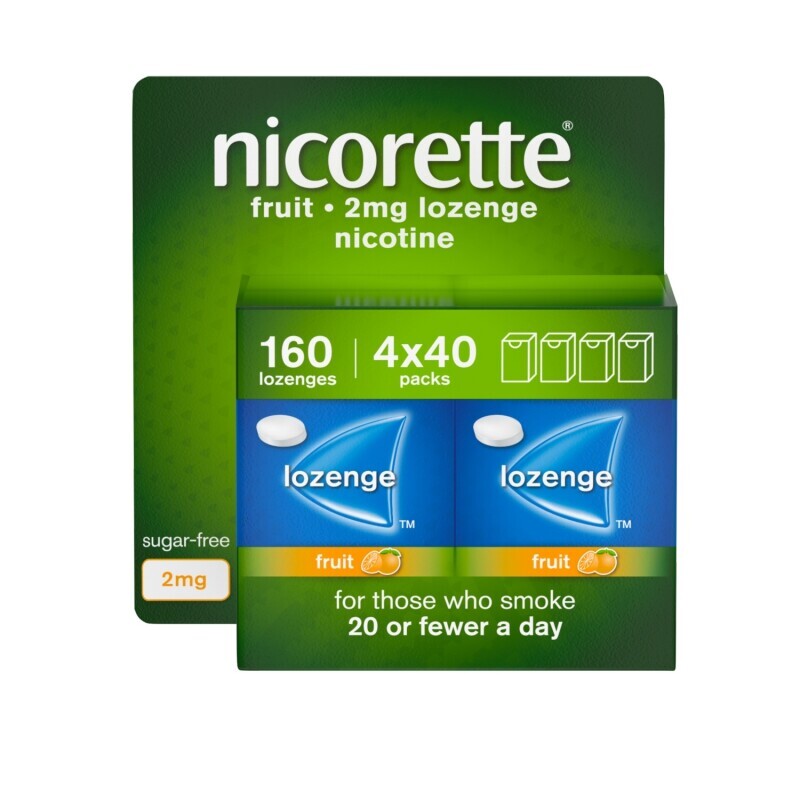 Nicorette Lozenge Fruit 2mg 160 Pack 4 x 40 Stop Smoking Aid Nicotine