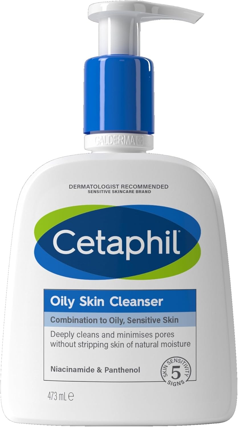 Cetaphil Oily Skin Cleanser, 473ml, Face Wash, For Combination to Oily Sensitiv