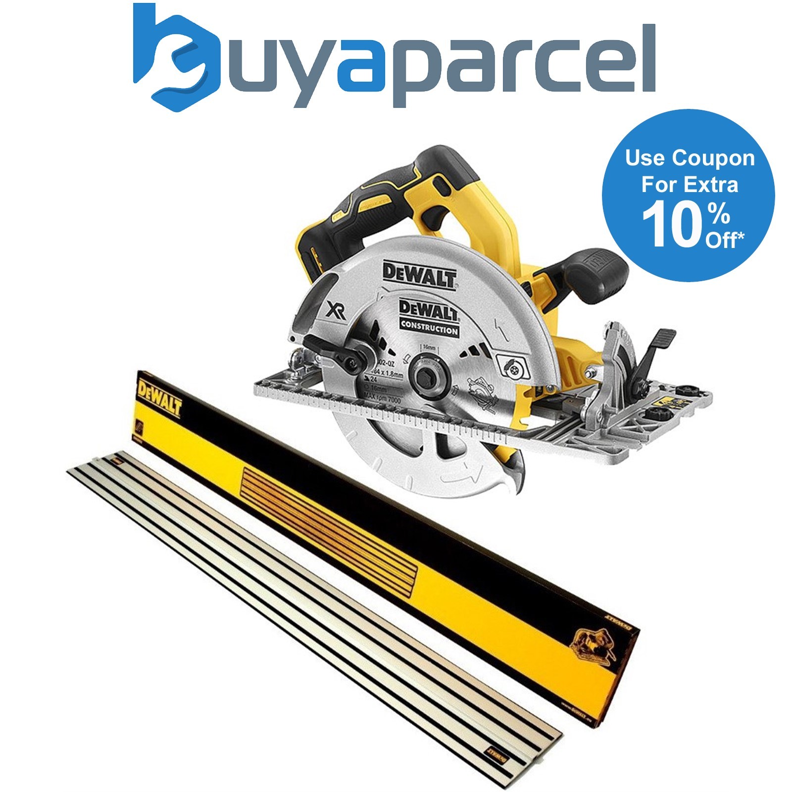 Dewalt DCS572N 18v XR Brushless 184mm Circular Saw Plunge Base+ 1.5m Guide Rail