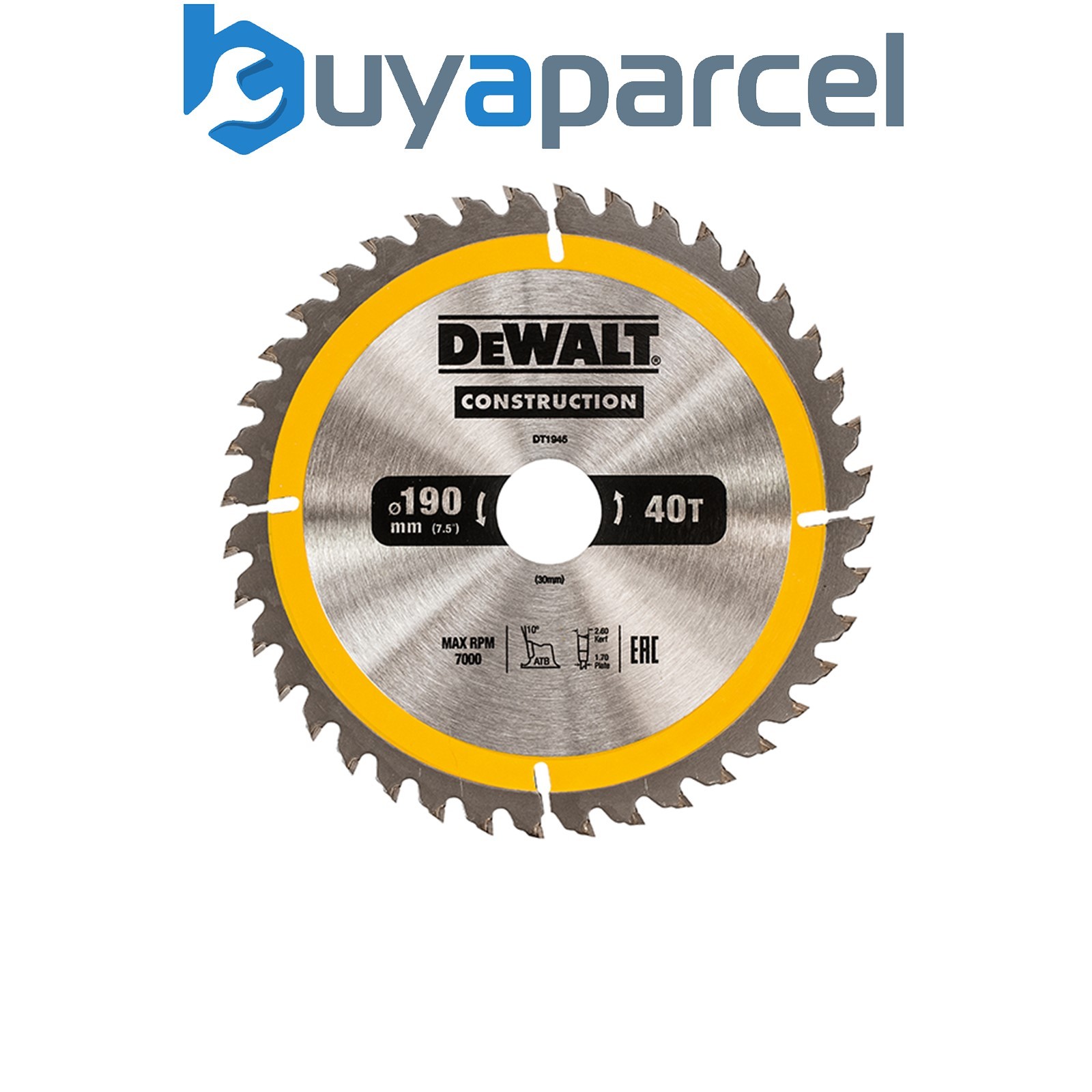 Dewalt DT1945-QZ Portable Construction Circular Saw Blade 190 x 30mm x 40T