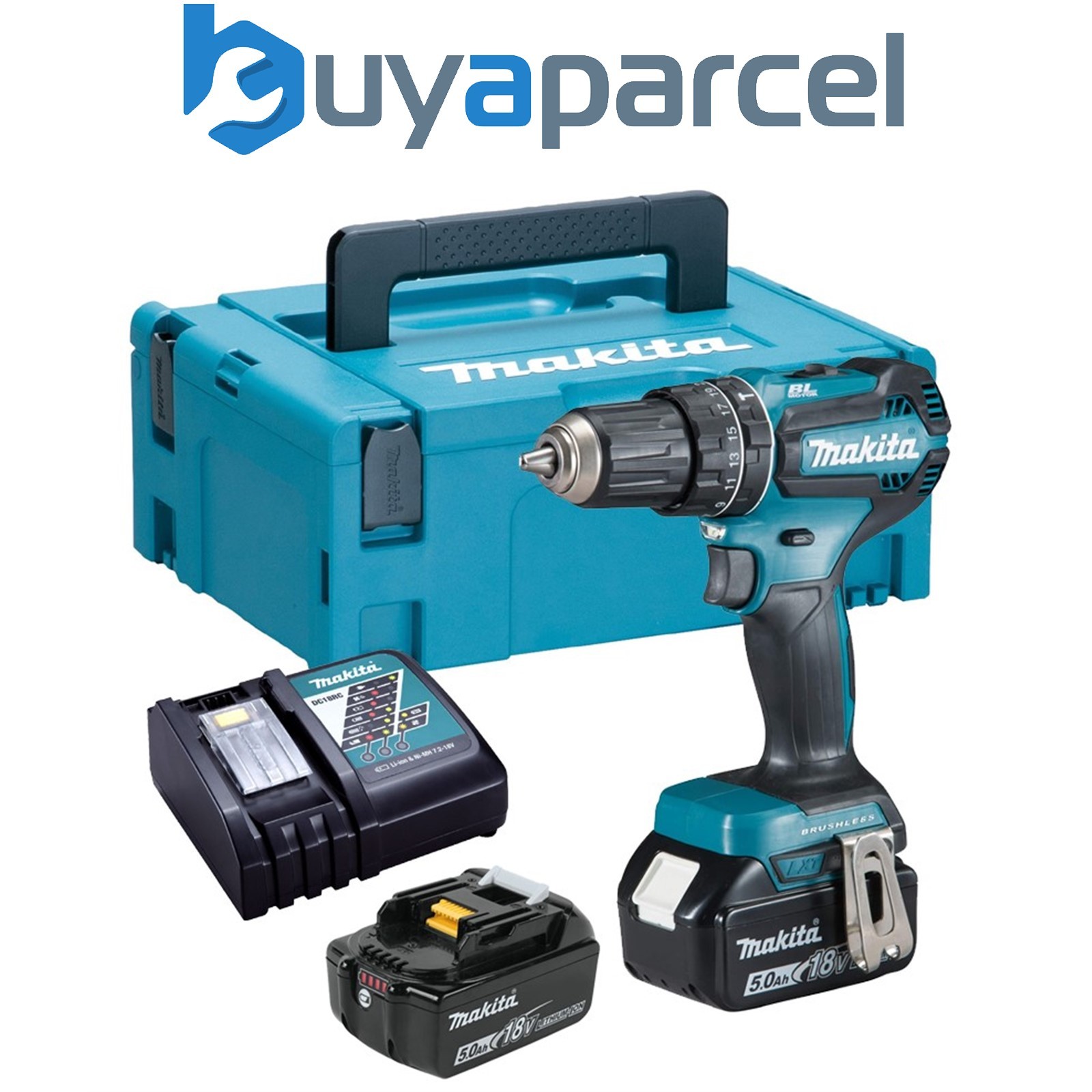 Makita DHP485RTJ 18V LXT Lithium Brushless Combi Hammer Drill - 2 x 5.0ah