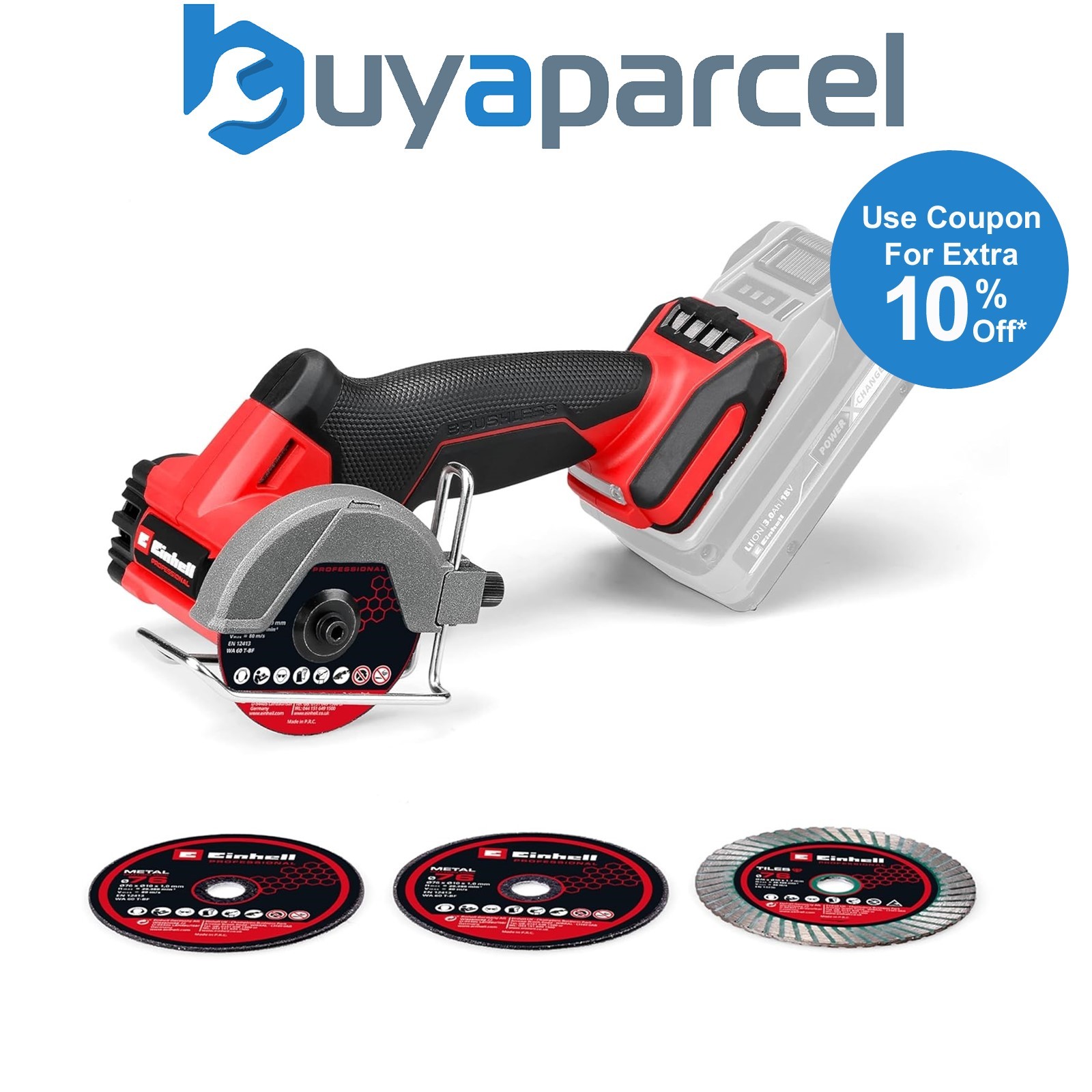 Einhell Professional 18v Brushless Cut Off Grinder Saw 76mm TP-CO 18/76-C Li BL