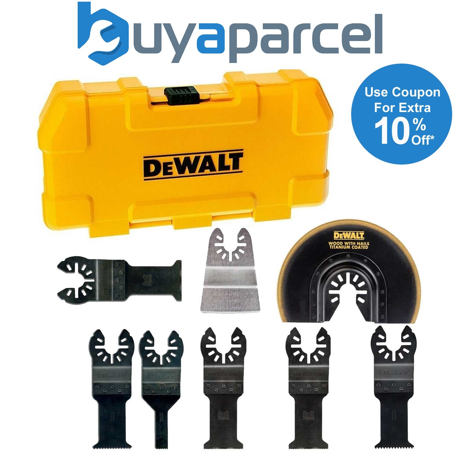 Dewalt 8 Piece Multi Tool Accessory Blade Set Plunge Fast Cut + Toughcase