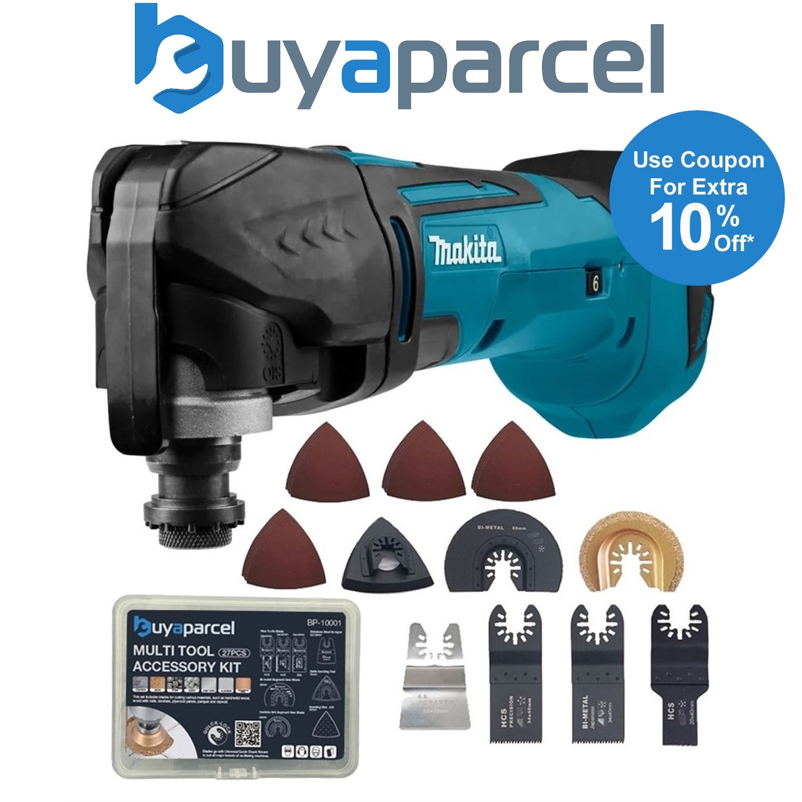 Makita DTM51Z 18v Lithium Multi Tool Keyless Blade Change + Accessories