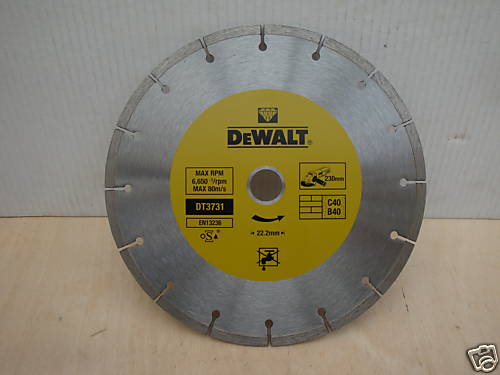 DEWALT DT3731 GENERAL PURPOSE 9" 230MM ANGLE GRINDER DIAMOND CUTTING DISC