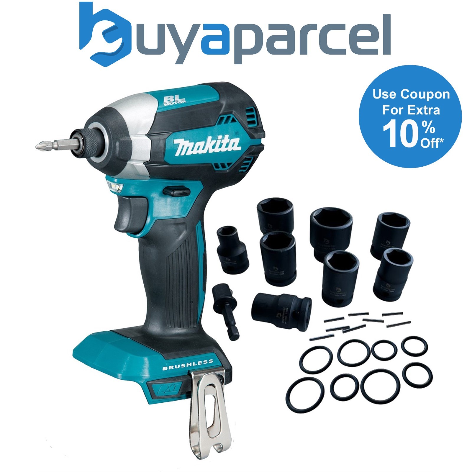 Makita DTD153Z 18V LXT Lithium Ion Brushless Impact Driver Bare + 8pc Socket Set