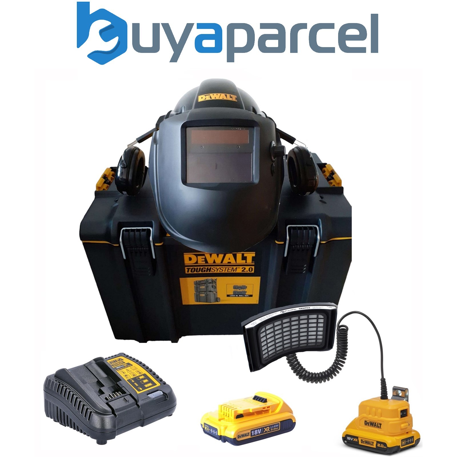 Dewalt 18v Powered Air Purifying Respirator & Welding Lens P3 Filter x2 2ah Kit