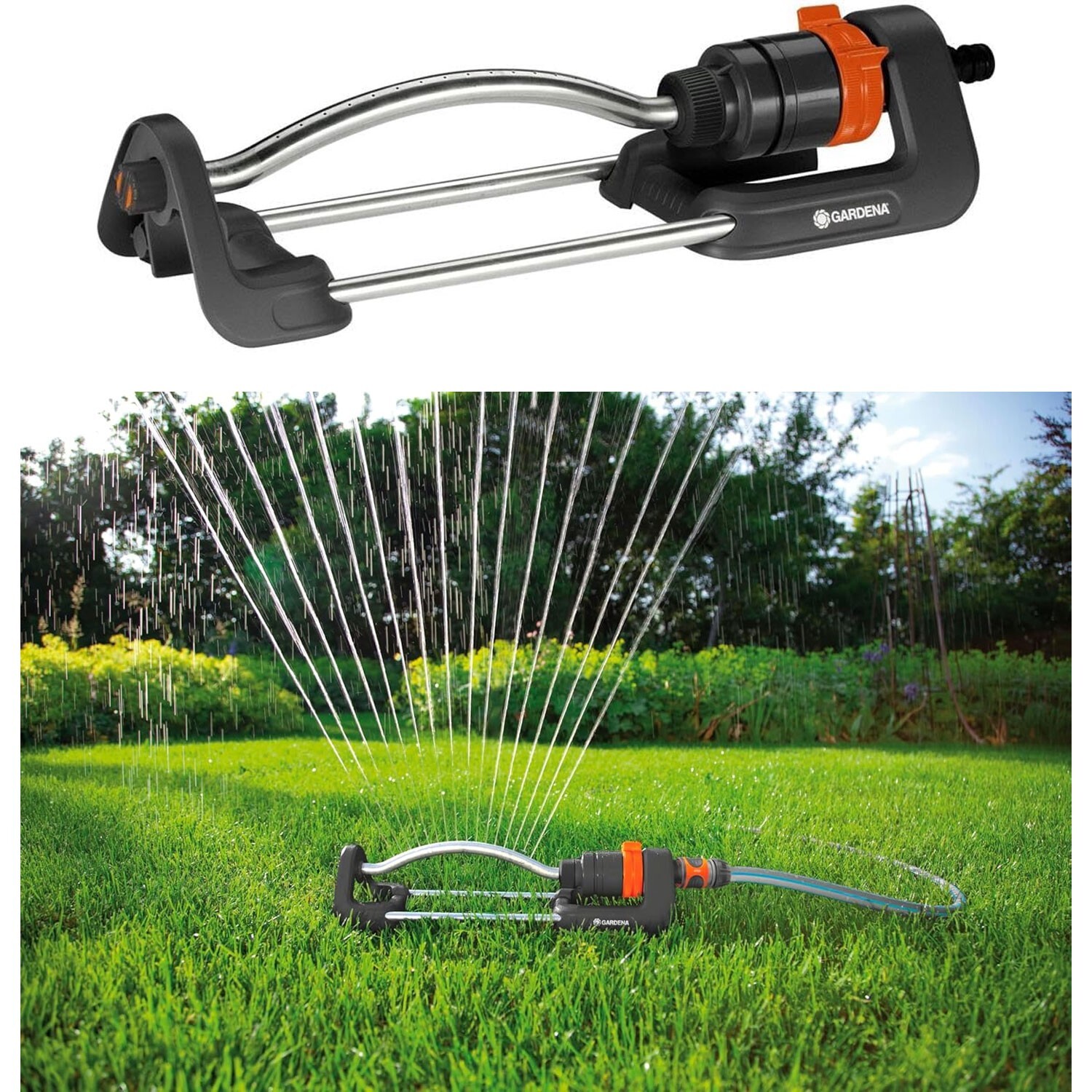 Gardena Oscillating Garden Sprinkler 90–220m² Adjustable Water Lawn Hose Set