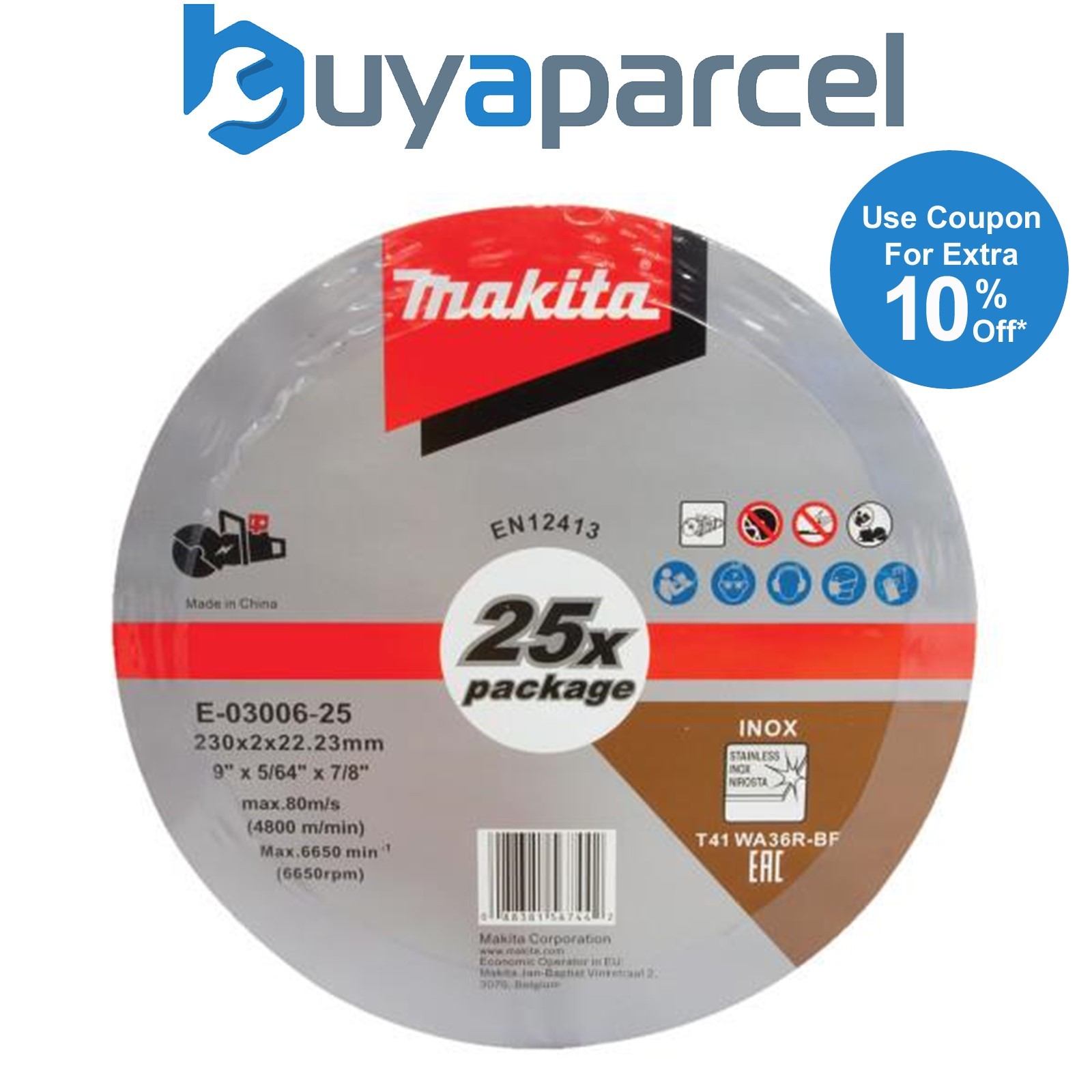 25 x Makita E-03006 Cutting Cut Off Wheels 230mm 9" For DCE090 Disc Cutter