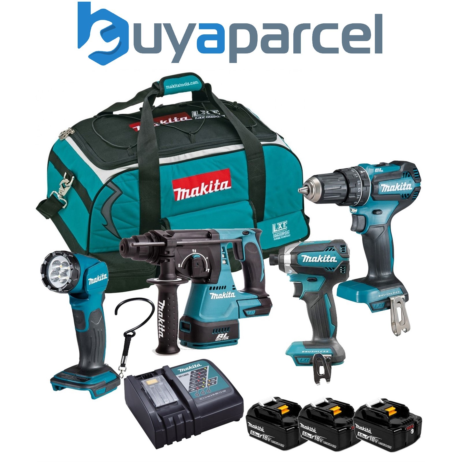 Makita DLX4138TX1 18v 4 Piece LXT Drill Torch Brushless Kit Lithium - 3 x 5.0AH