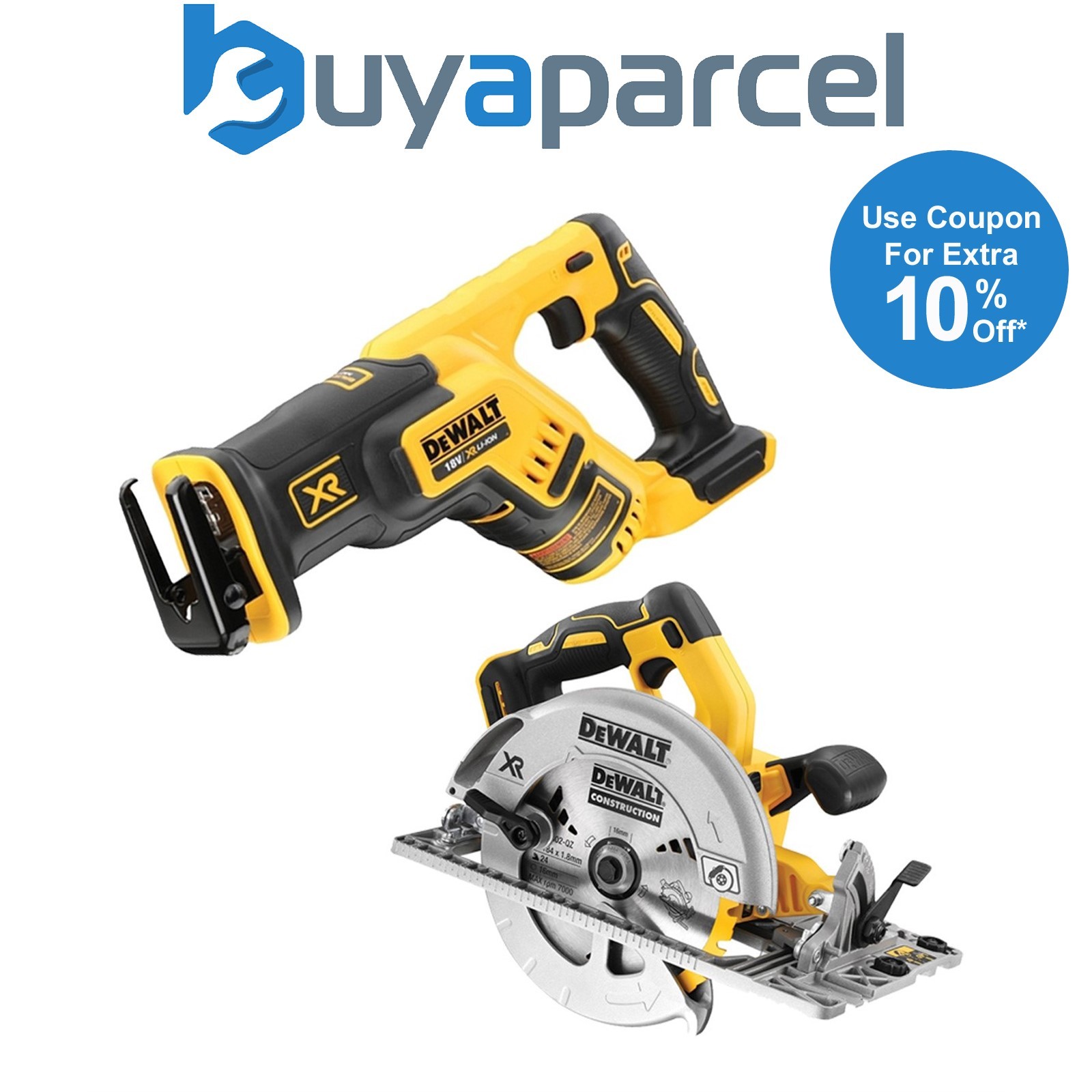 Dewalt DCS367N 18v XR Compact Brushless Reciprocating Saw & DCS572N Circular Saw