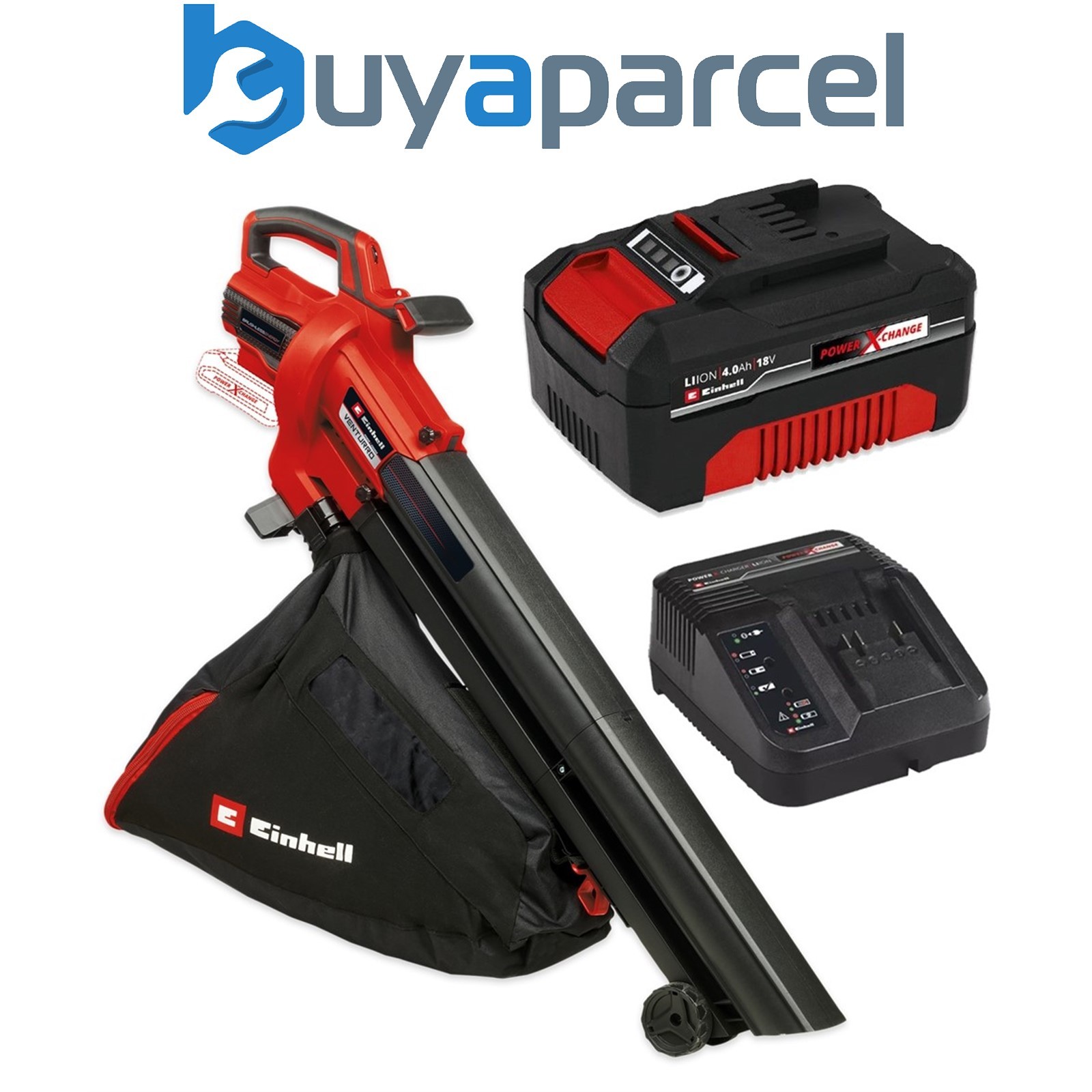 Einhell 3433625 Brushless 18V Blower Vacuum Leaf Bag + 4AH Battery Kit