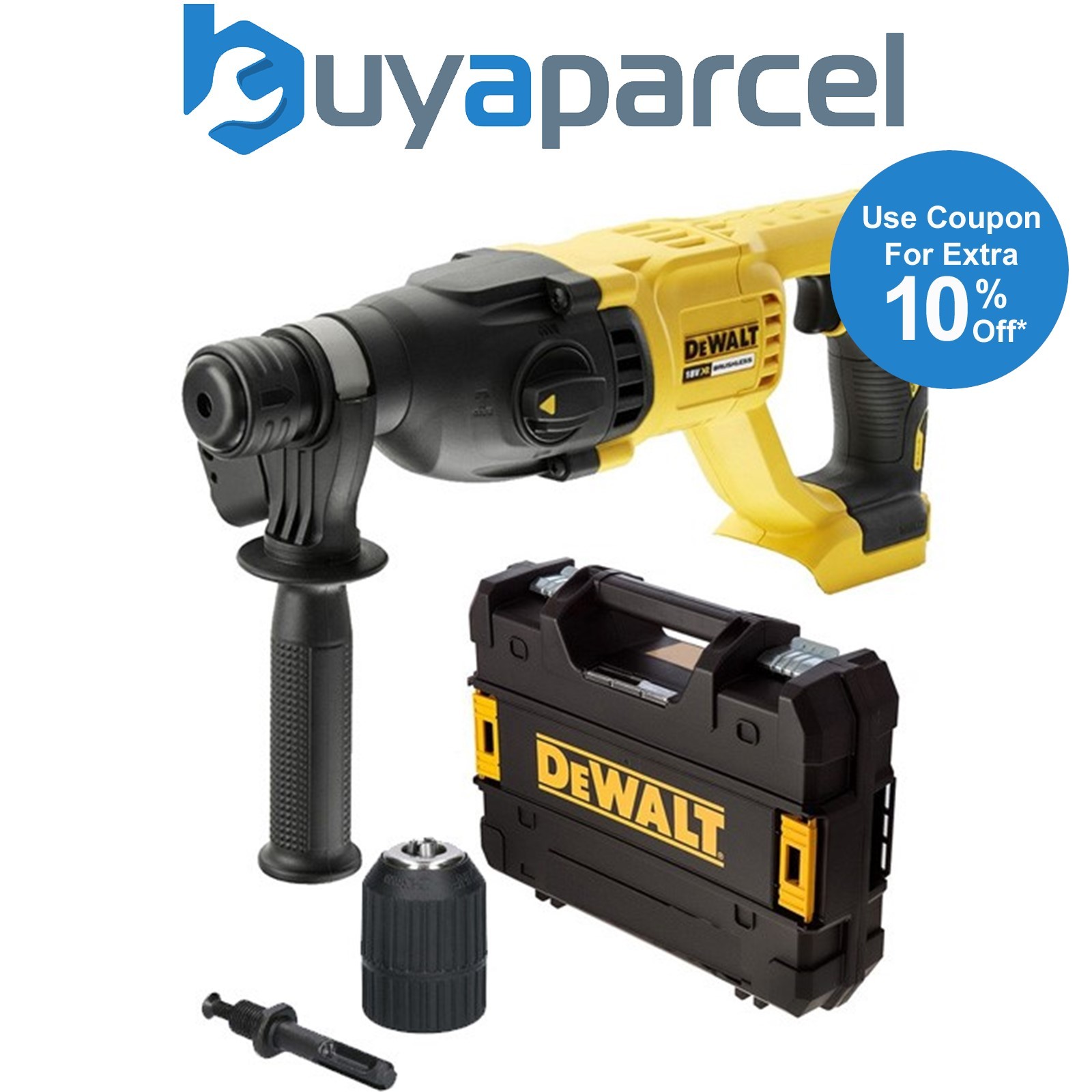 Dewalt DCH133N 18v Brushless SDS Hammer Drill 3 Mode Bare + Tstak Case + Chuck