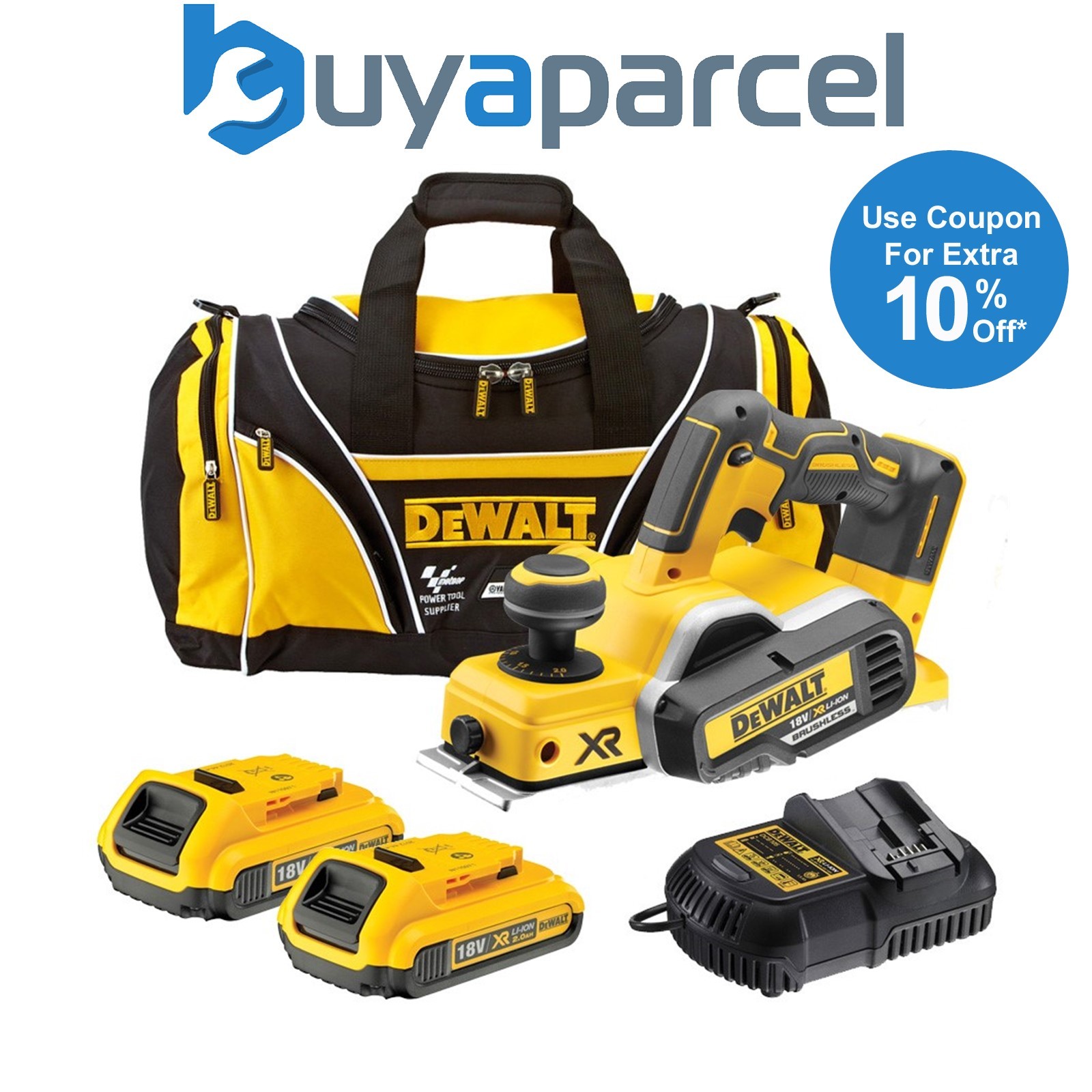 Dewalt DCP580 D2 18v XR Cordless Brushless Planer + 2 x 2.0ah Batt, Charger + Ba