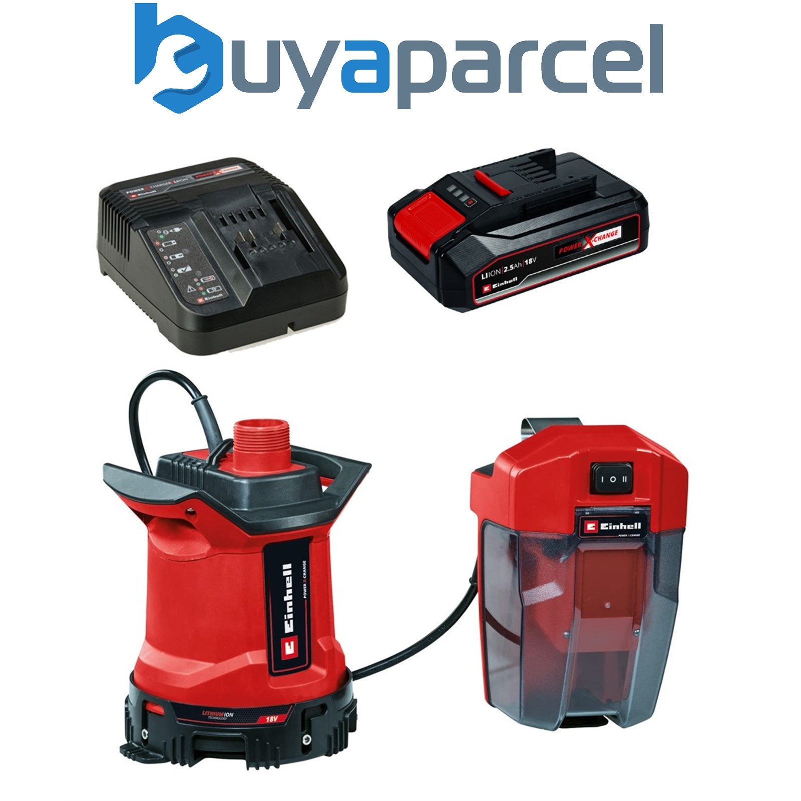 Einhell GE-DP 18v Power X-Change Cordless Submersible Water Pump +2.5AH Kit