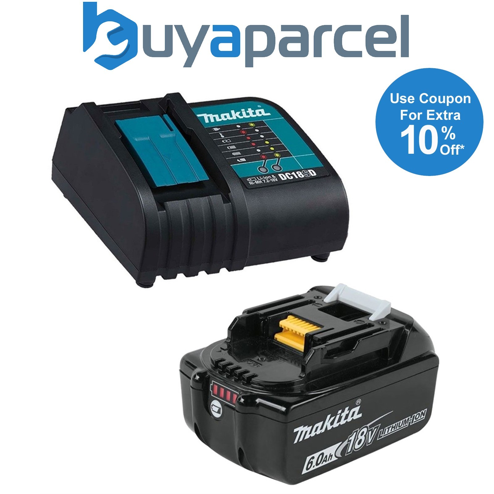 Genuine Makita 18V 6.0Ah LXT Lithium Battery BL1860 + DC18SD 240v Charger