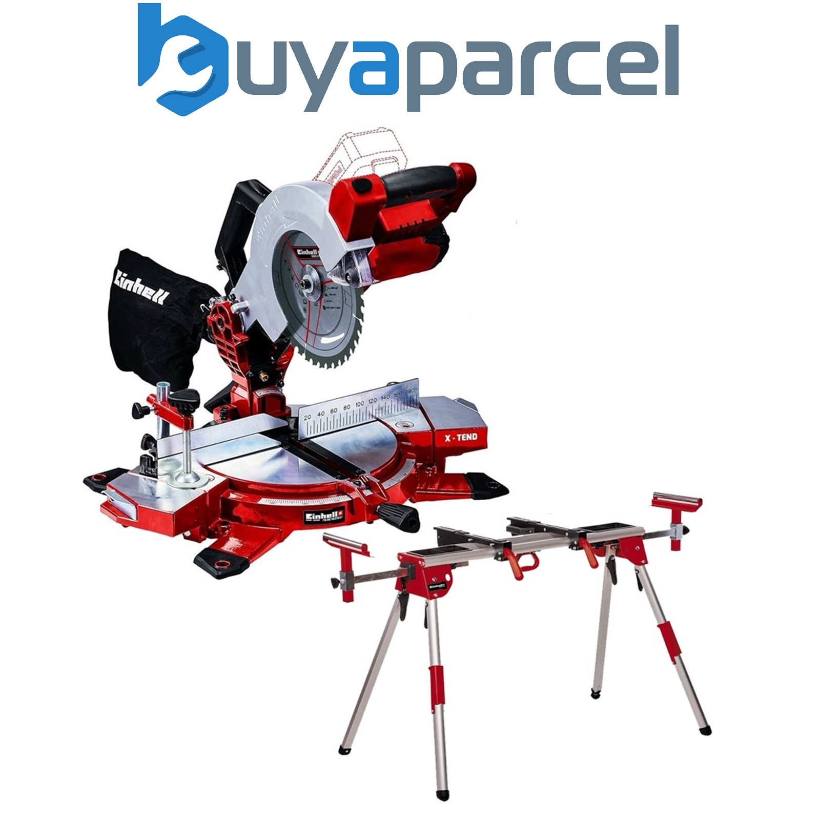 Einhell Cordless 18V Mitre Saw 210mm Power X-Change TE-MS 18/210 LI + Leg Stand