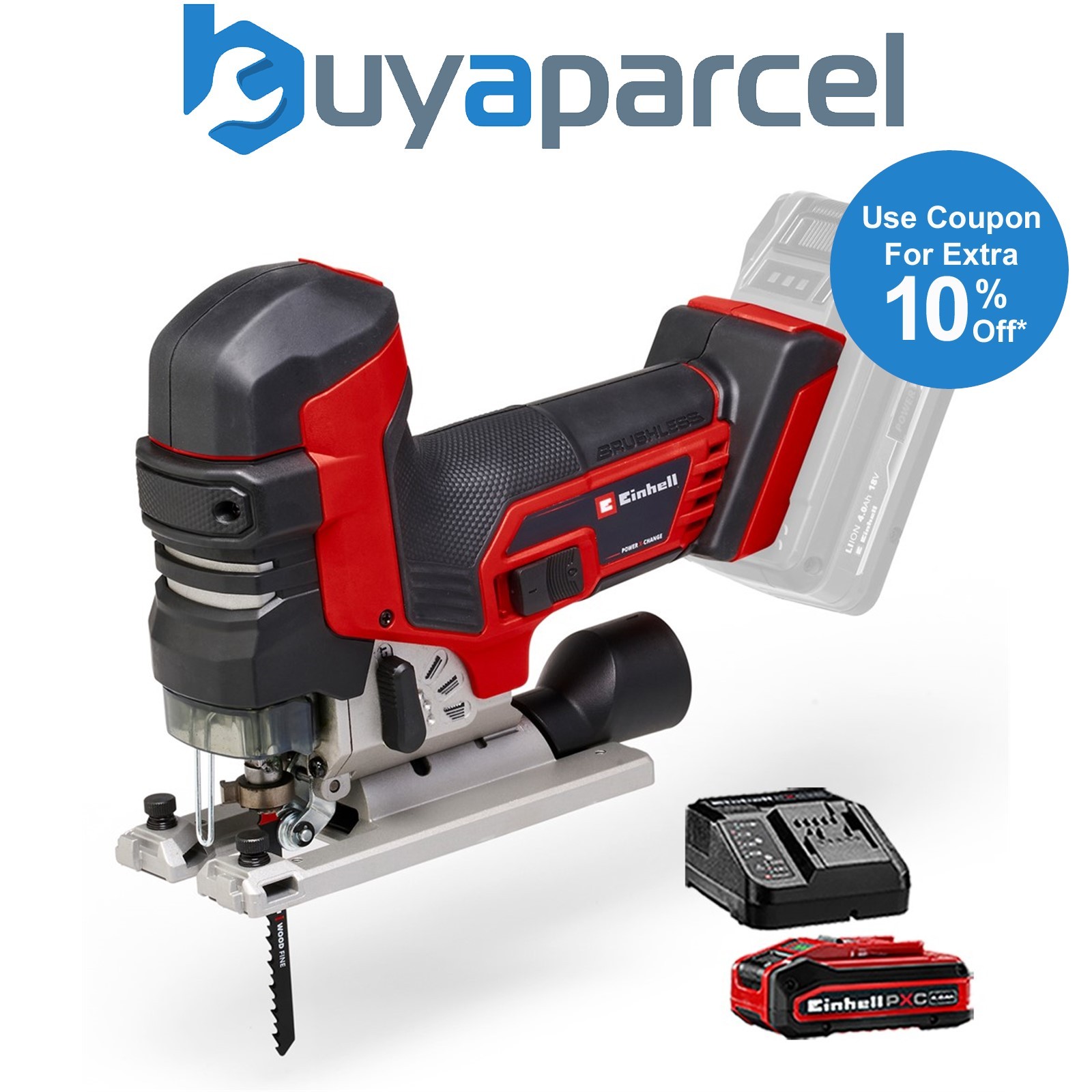 Einhell Professional 18v Cordless Brushless Jigsaw T Handle TP-JST + 4AH Kit
