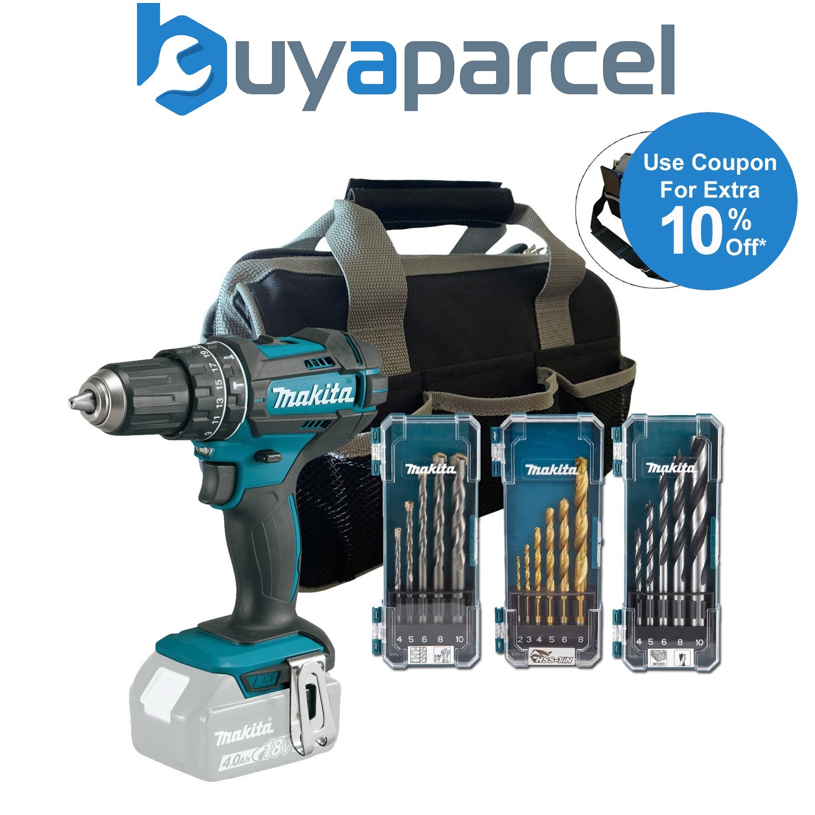 Makita DHP482Z 18v LXT 2 Speed Cordless Combi Drill Bare + Bag + 16PC Bit Set