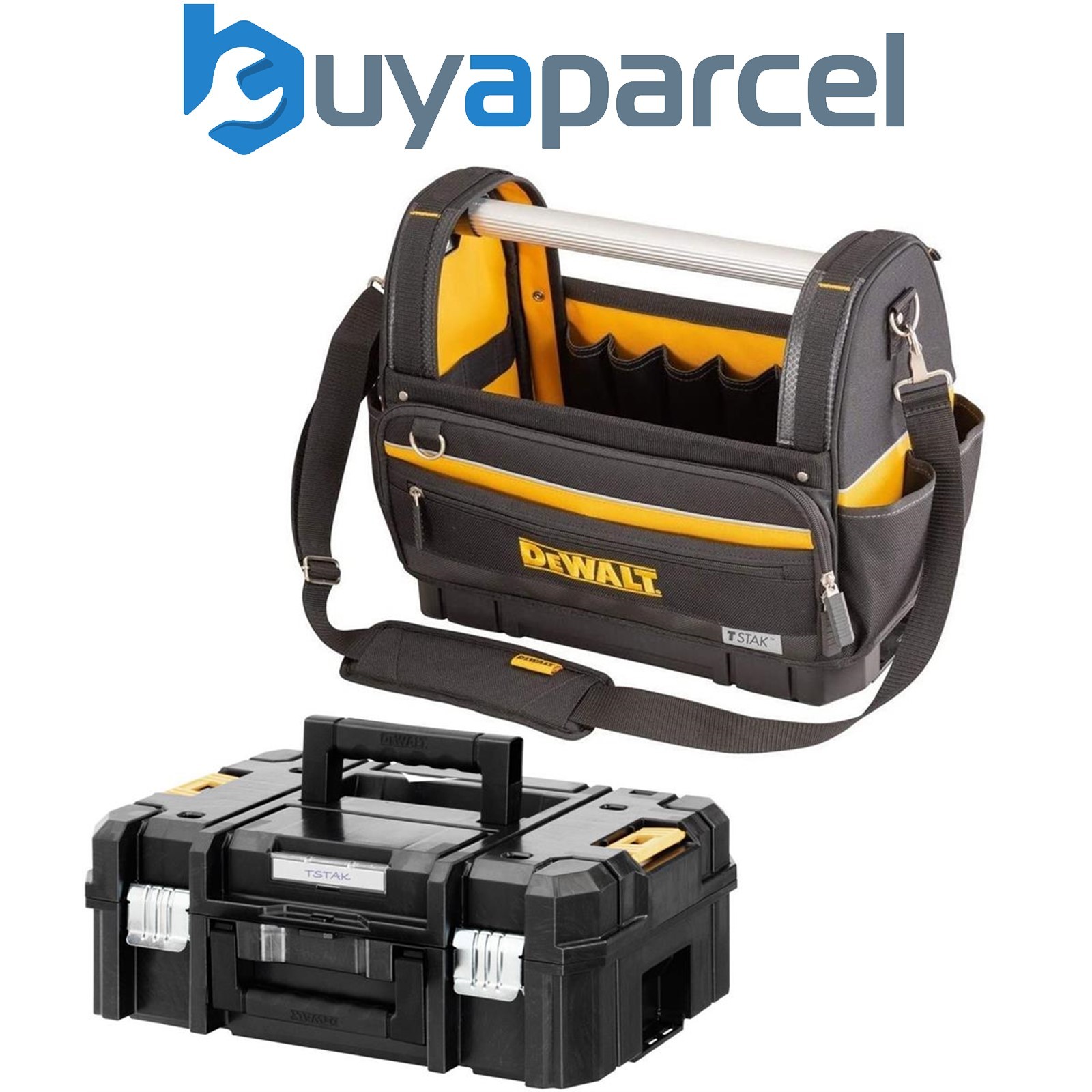 Dewalt Tstak Bottom Large Pro Open Mouth Tote Bag 18" Toolbag + Tstak 2 Case