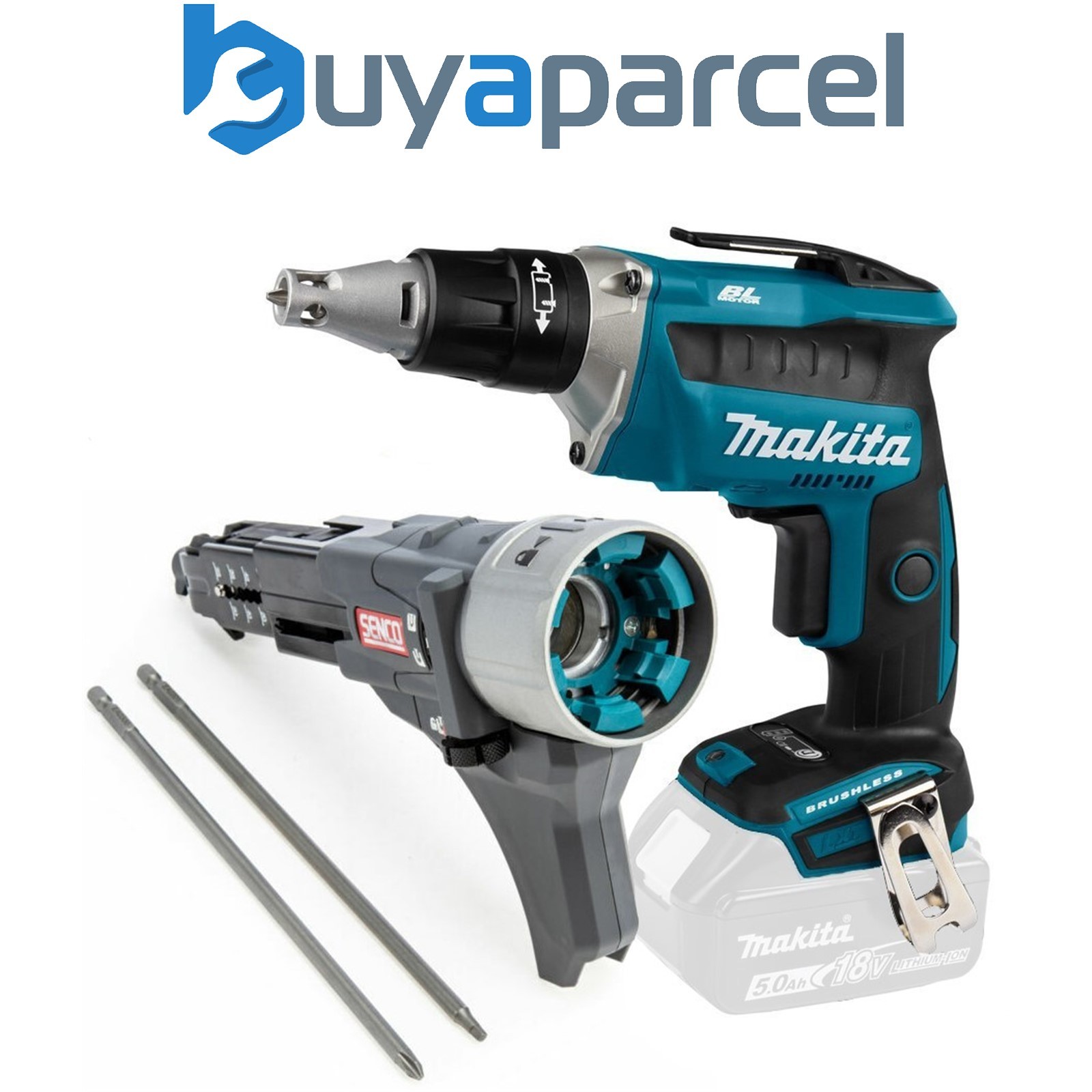 Makita DFS452Z 18v Autofeed Brushless Drywall Screwgun + Senco DS55 Attachment