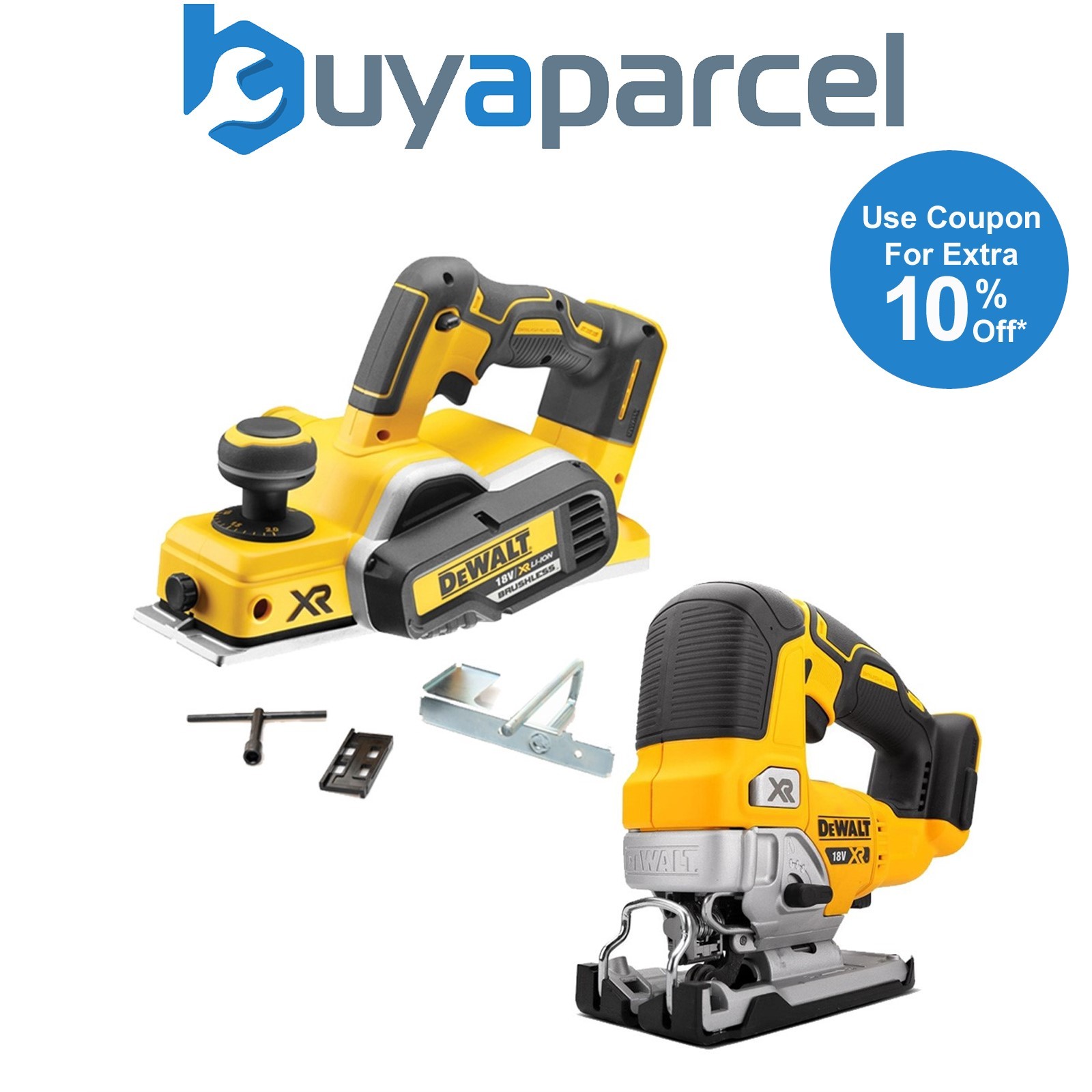 Dewalt DCP580N 18v XR Cordless Brushless Planer & Fence & DCS334N Jigsaw Bare