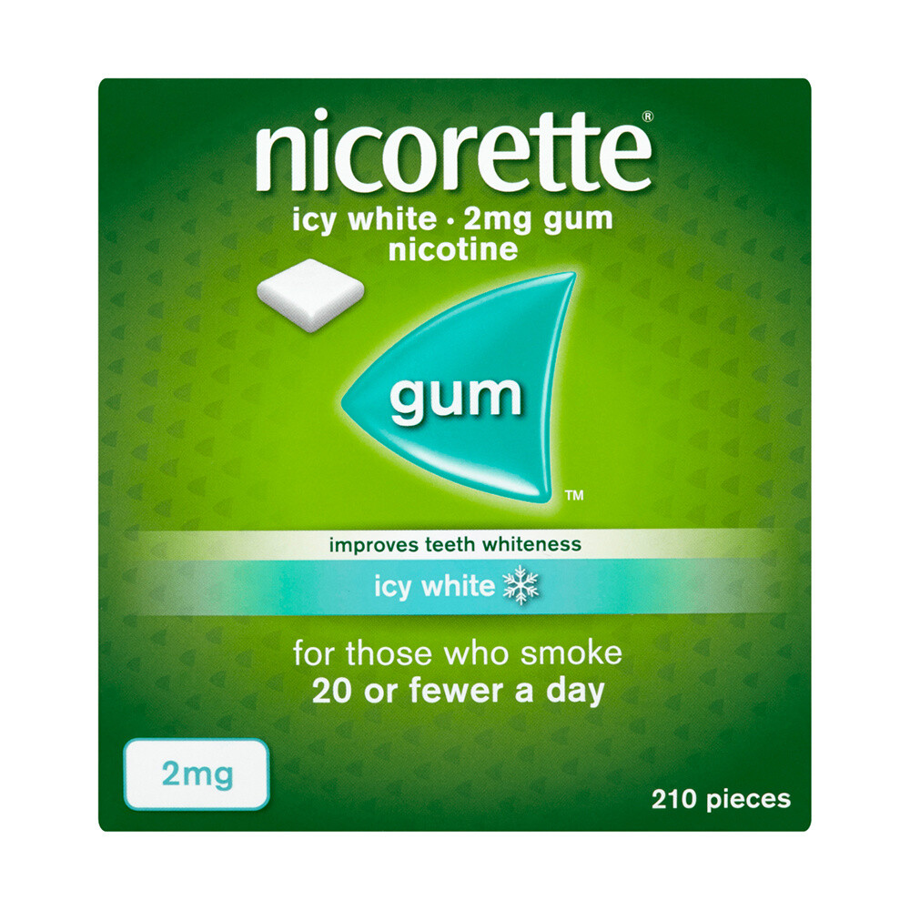 Nicorette 2mg Icy White Gum 210 Pieces Nicotine Replacement for Smoking