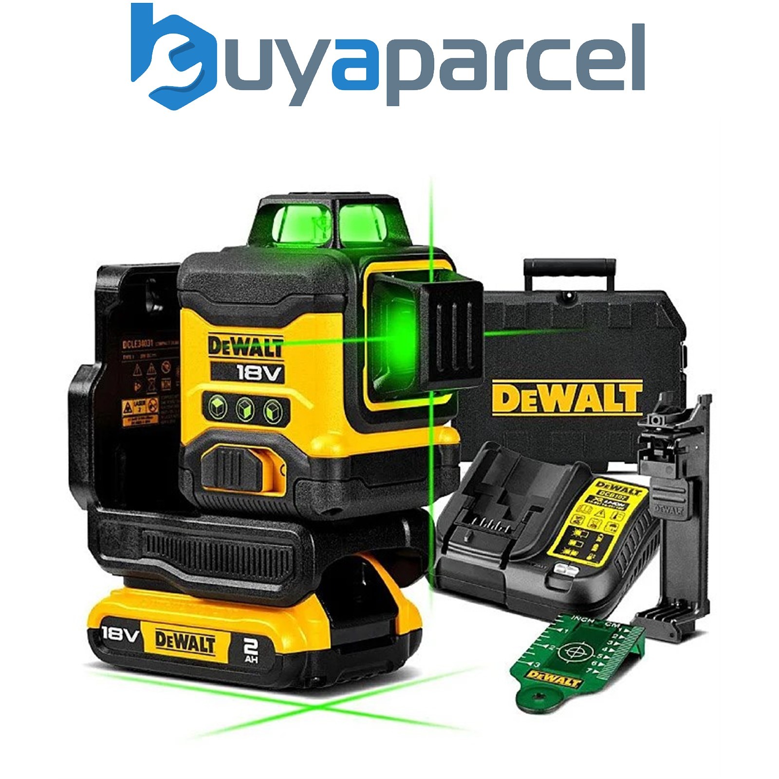 DeWalt DCLE34031D1 18V XR Compact Green Laser 3 x 360 Degree - 2.0Ah Battery