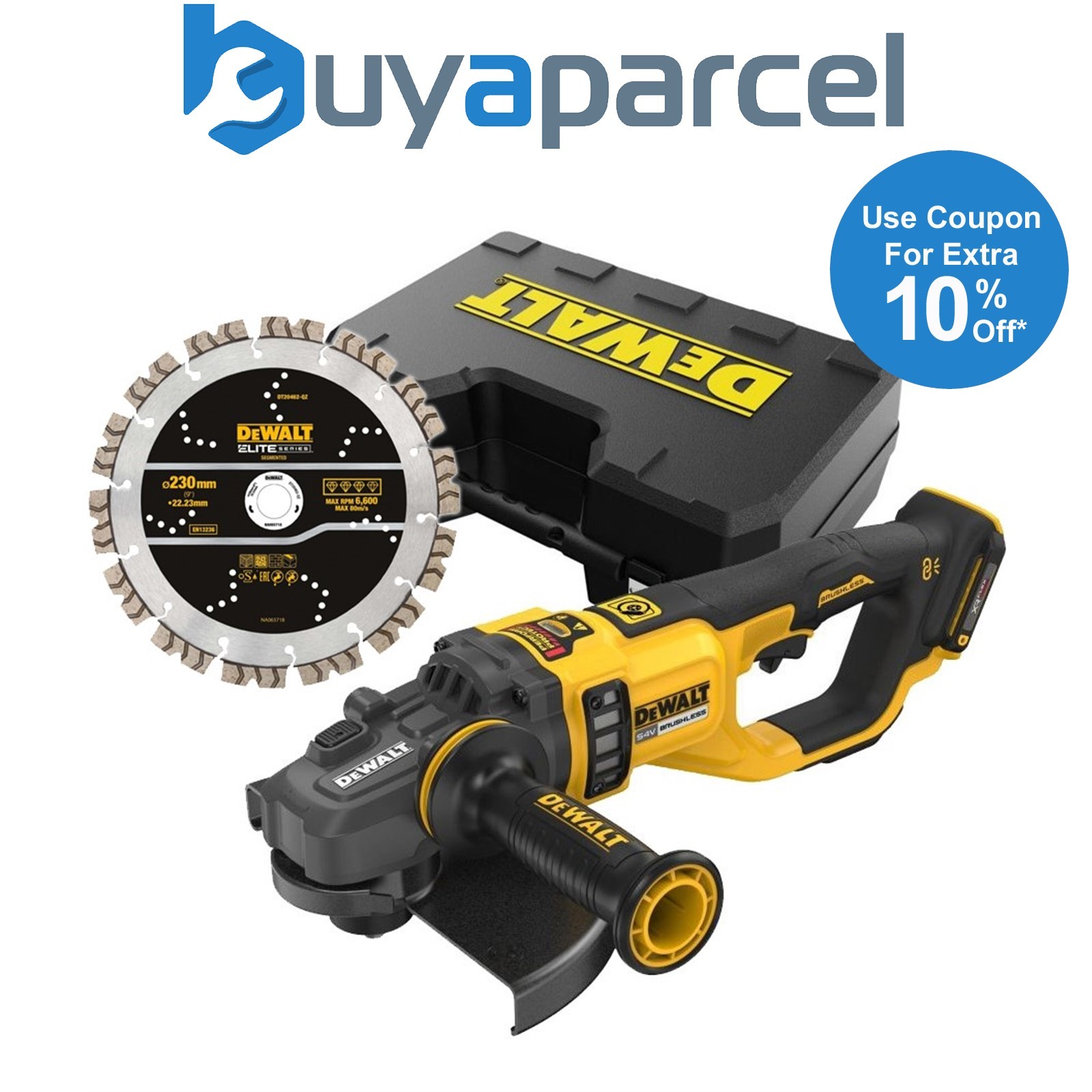 Dewalt DCG460NK-XJ 54v XR Flexvolt Cordless 230mm Angle Grinder 9" + Elite Blade