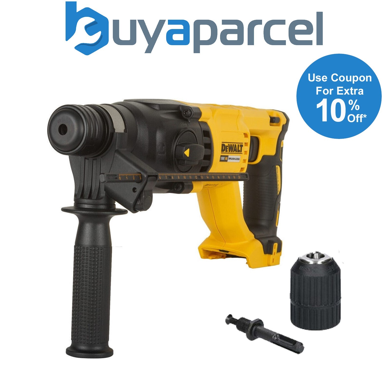 Dewalt DCH133N 18v Brushless SDS Hammer Drill 3 Mode Bare + Chuck + Adaptor