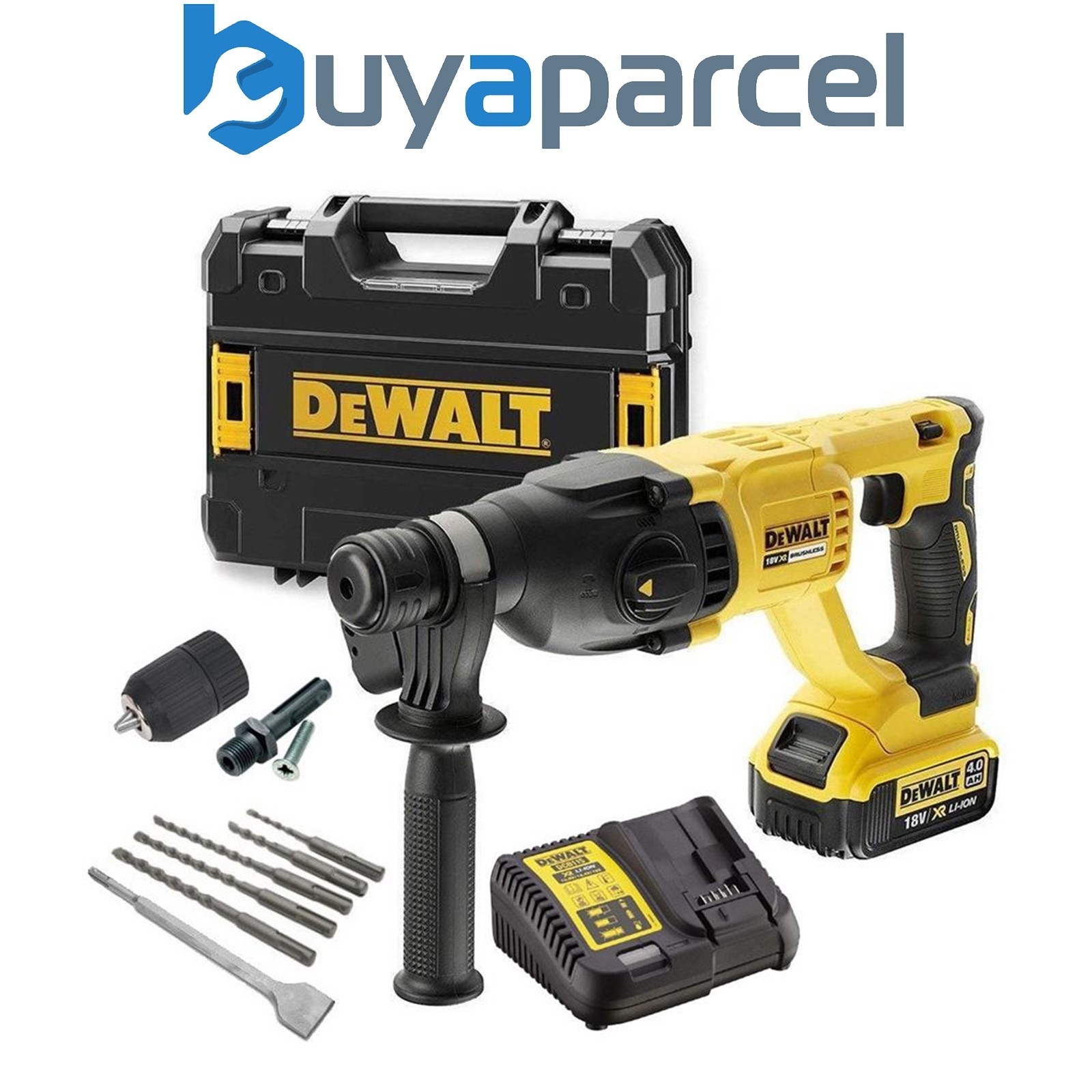Dewalt DCH133M1 18v Brushless SDS Hammer Drill 3 Mode 1x4ah Tstak + Chuck +Bits