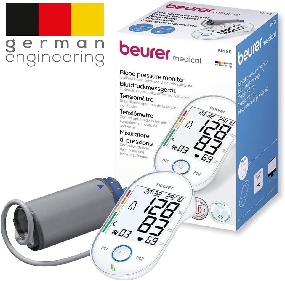 Beurer BM55 Upper Arm Blood Pressure Monitor w/ Risk Indicator/PC Interface