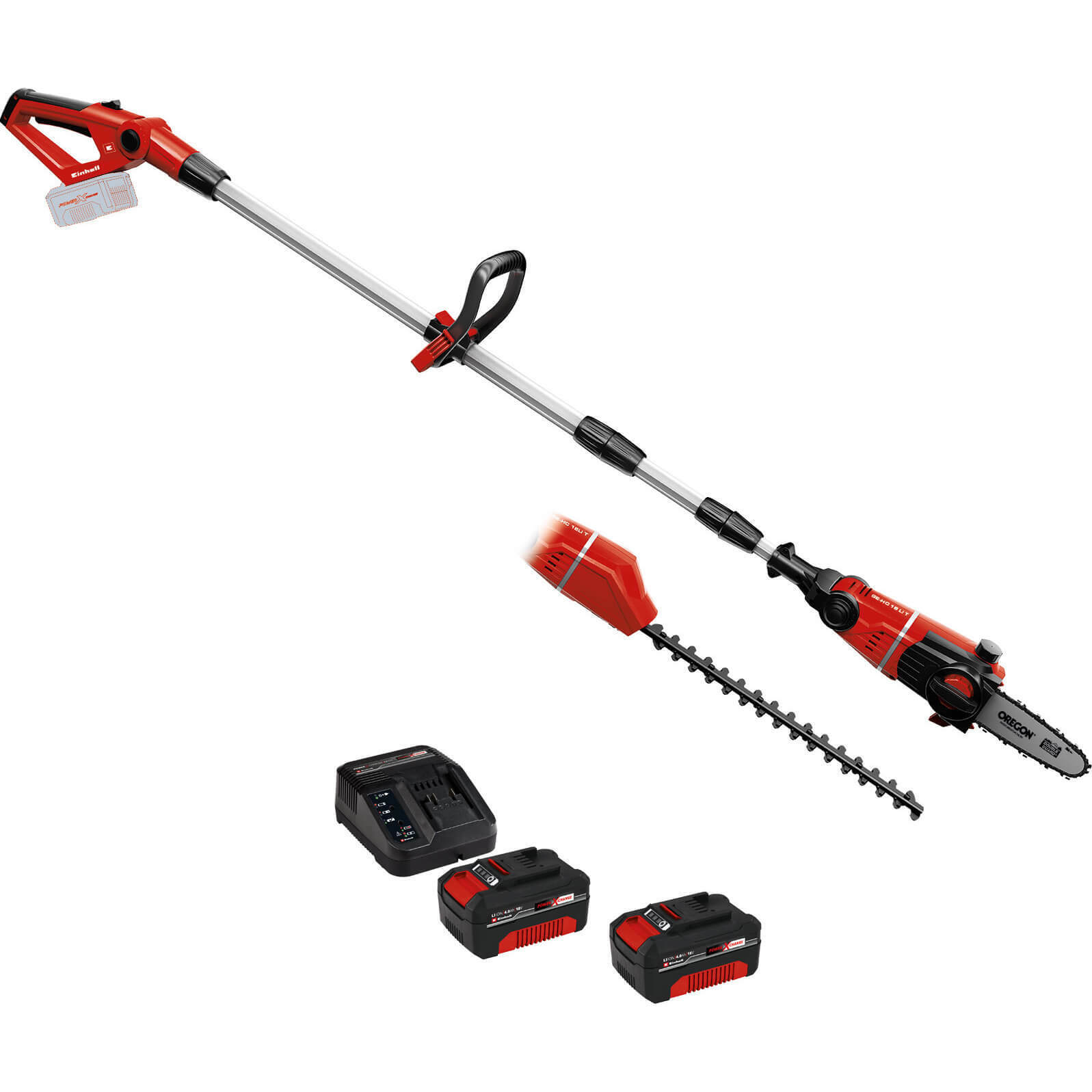 Einhell GE-HC 18 Li T 18v Cordless Telescopic Pole Pruner and Hedge Trimmer 2 x