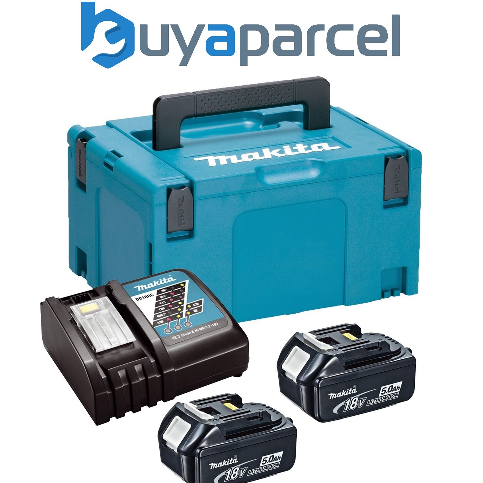 Makita BL1850 18v 2 x 5.0ah Lithium Batteries DC18RC Fast Charger + Makpac Case