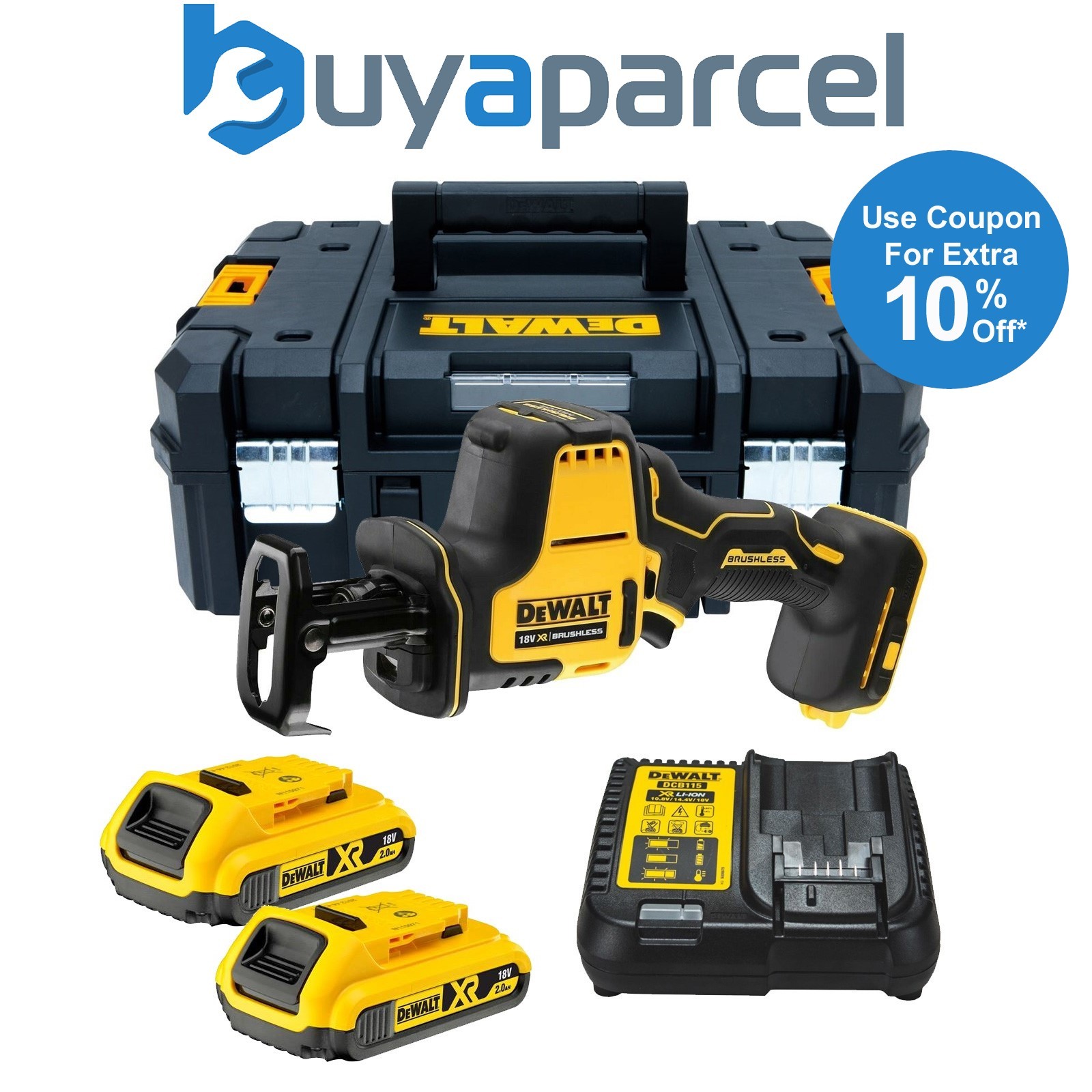 Dewalt DCS369D2 18v XR Sub Compact Brushless Reciprocating Saw - 2x2.0ah Batt