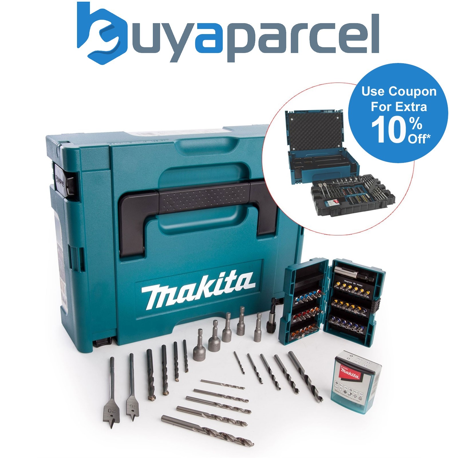 Makita B-49638 Makpac 69 Piece Drill Bit Set PZ2 PH2 Torx Wood Metal Masonry