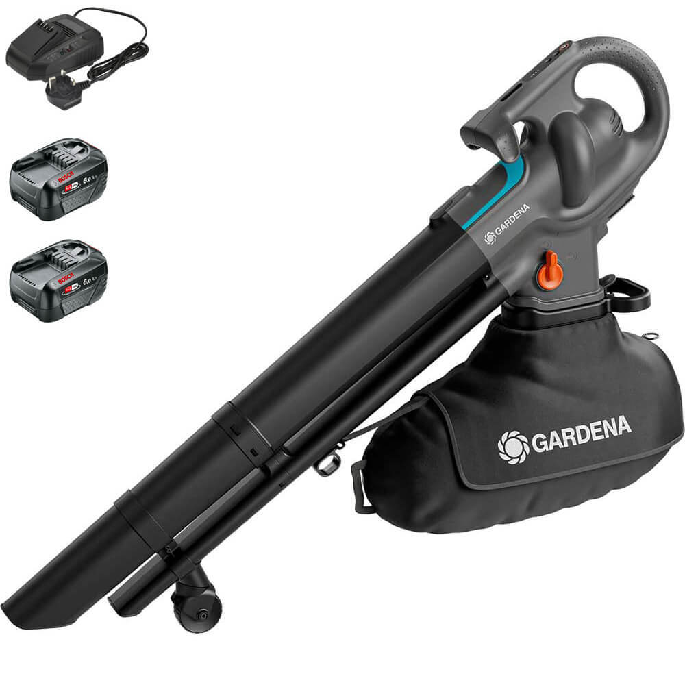 Gardena POWERJETCOLLECT P4A 18v Cordless Garden Leaf Blower and Vacuum 2 x 6ah L