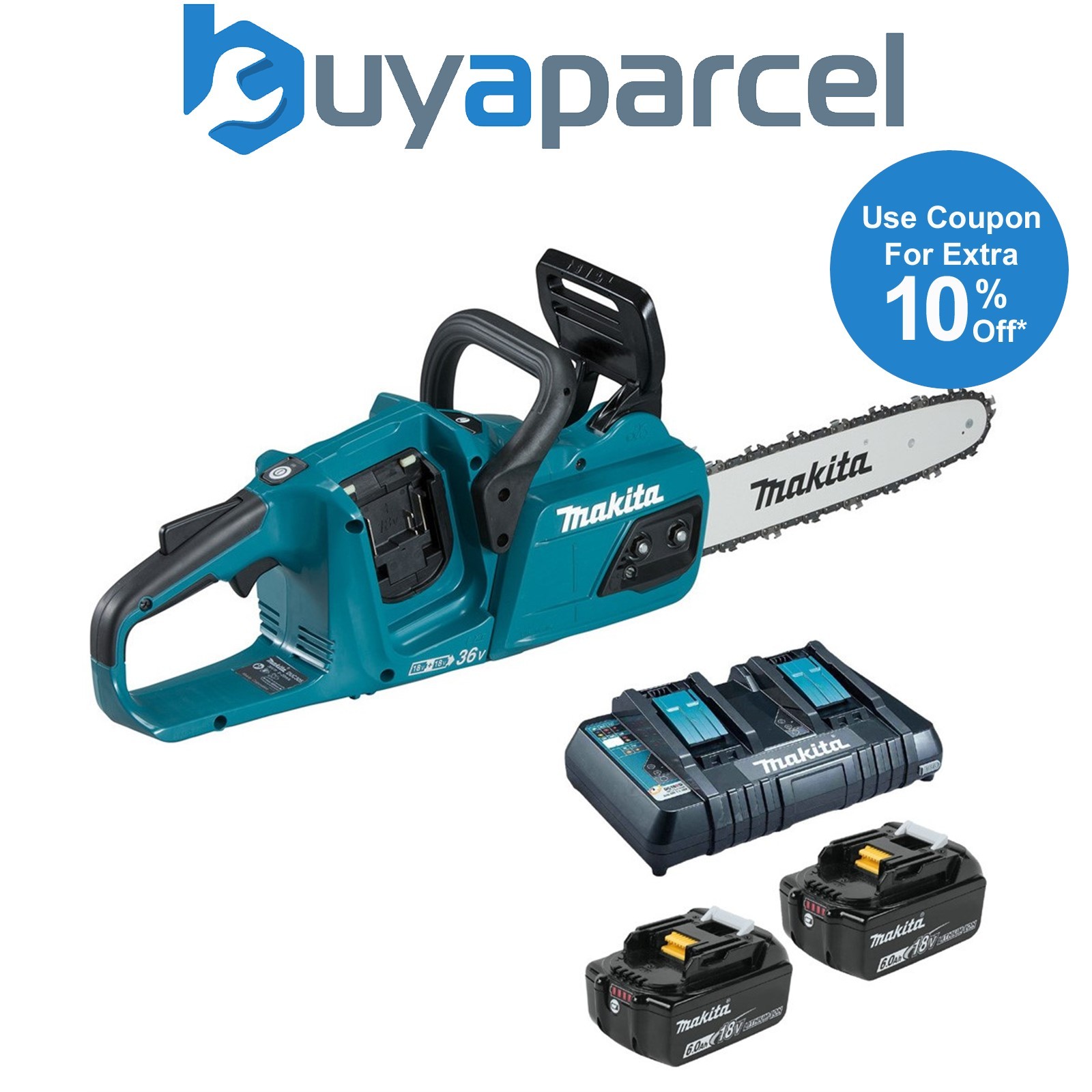 Makita DUC305 Twin 18v / 36v LXT Cordless 30cm Chainsaw 2 x 6.0ah