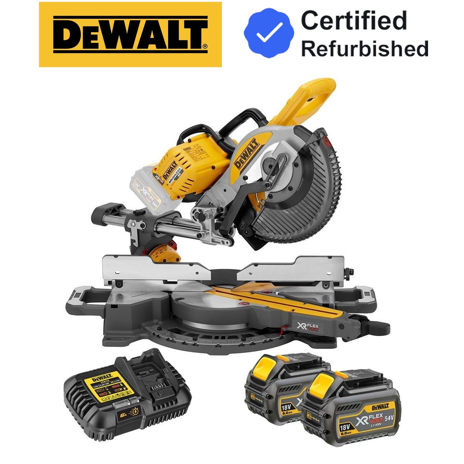 Dewalt DCS727T2 XR FlexVolt Slide Mitre Saw 250mm Double Bevel 54V 2 x 6.0Ah