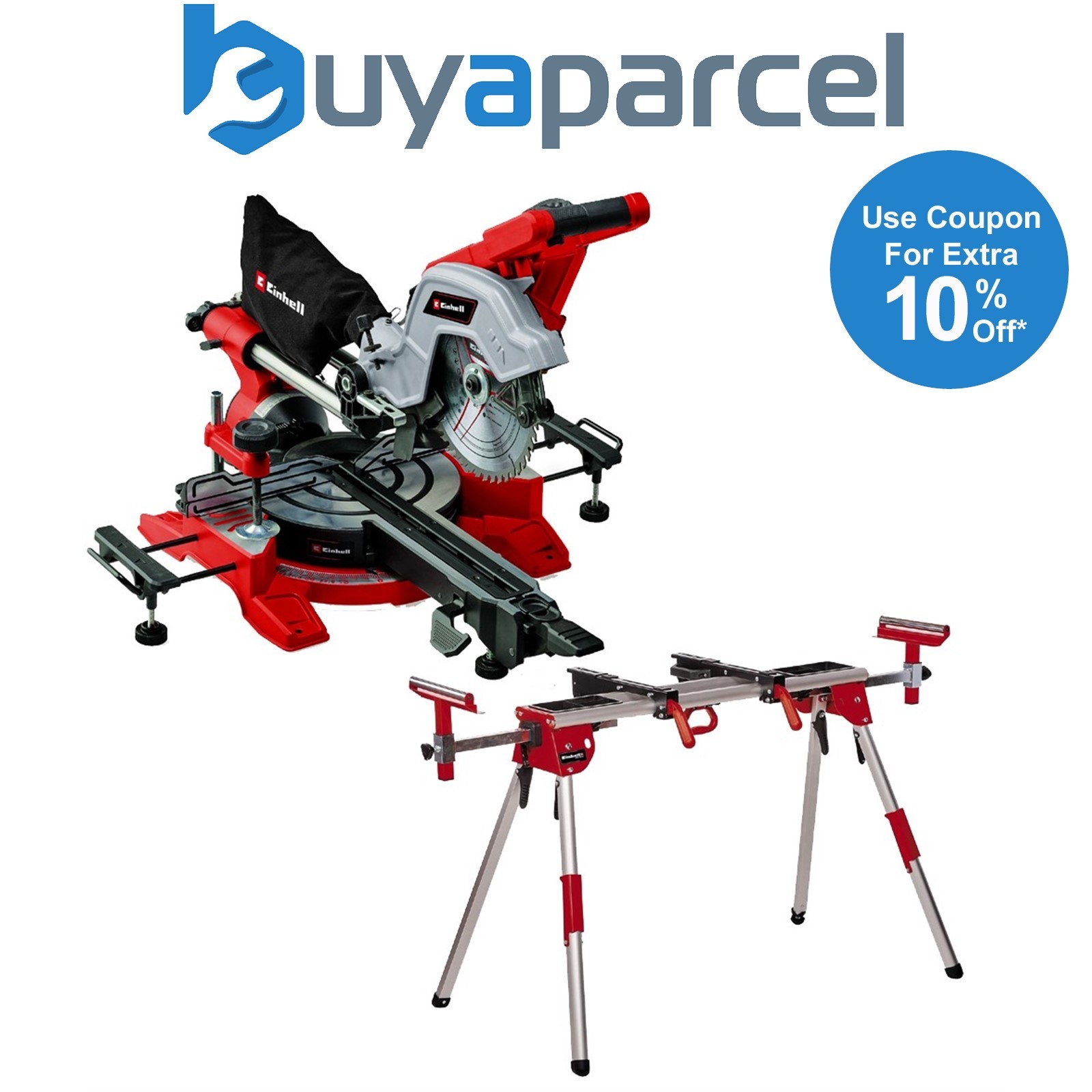 Einhell Sliding Mitre Saw 216mm Double Bevel Dual Sided 240v +Laser + 1610 Stand