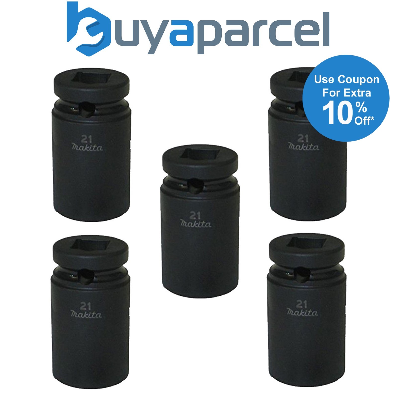 5 x Makita 134833-2 1/2" 21mm Scaffolders Impact Socket 52mm Long Retaining Pin