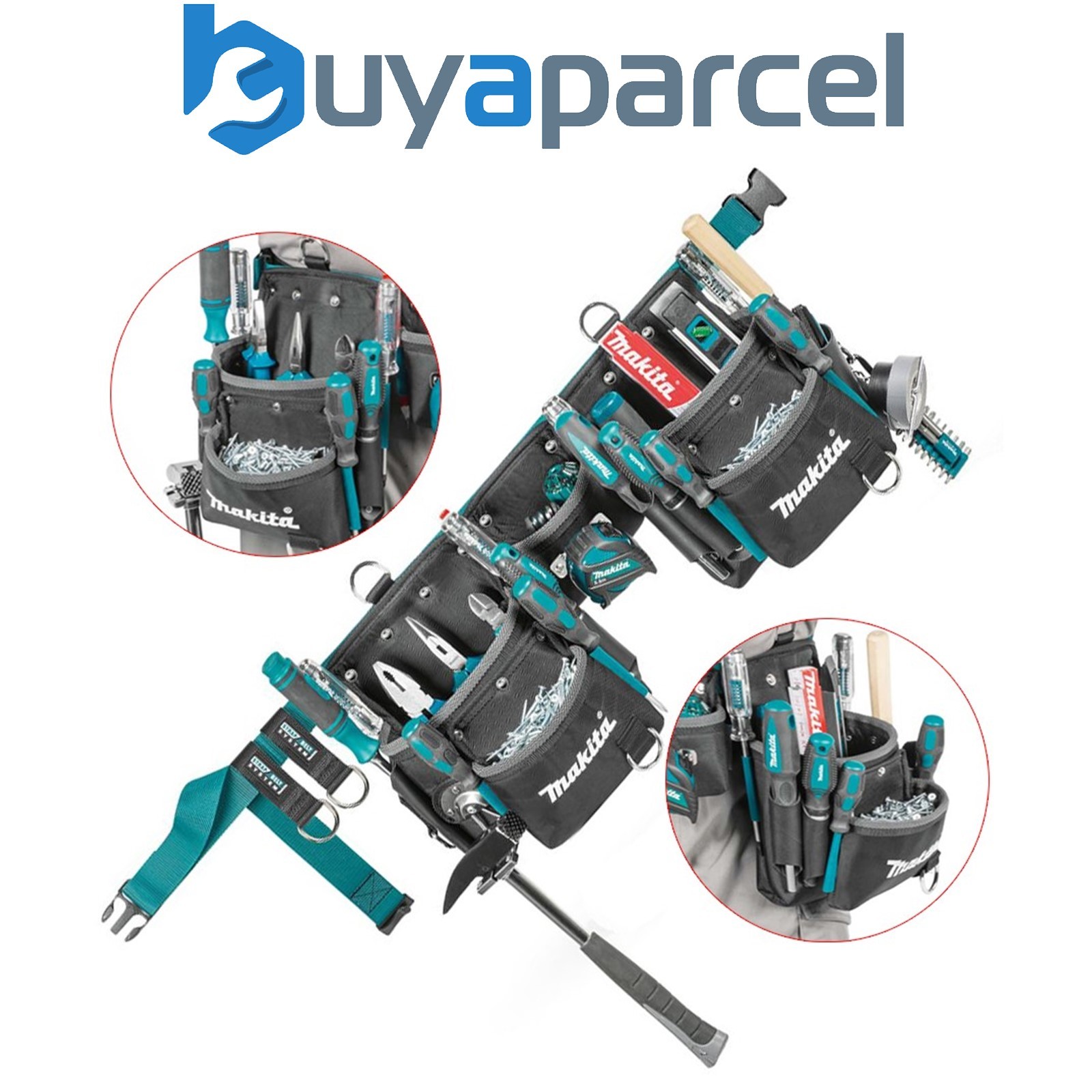 Makita E-15229 3 Pouch Super Heavyweight Duty Tool Belt Set + Strap Loop System