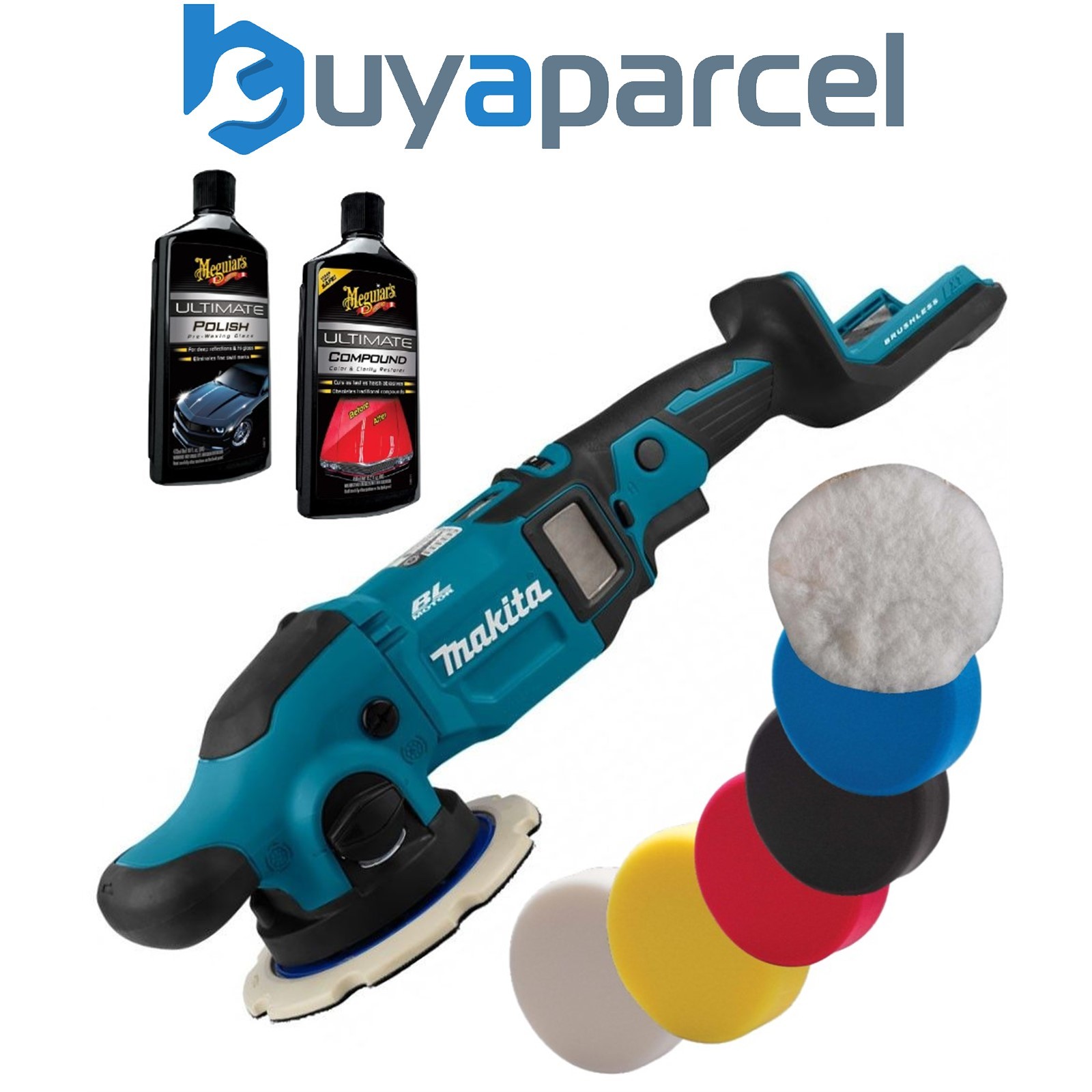 Makita DPO600Z 18v LXT Cordless Brushless Orbital Polisher 150mm 6 Pads Meguiars