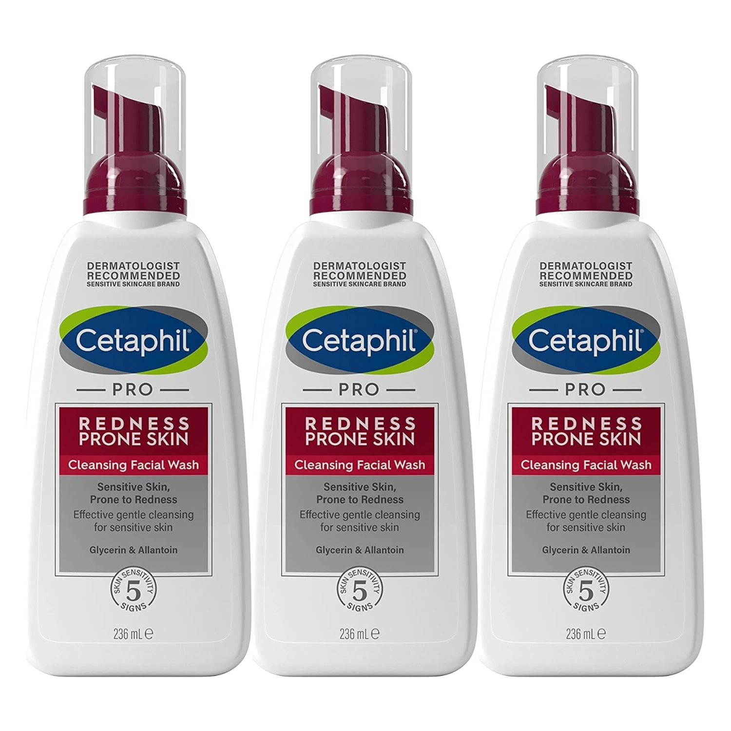 Cetaphil PRO Cleansing Facial Wash For Sensitive & Redness Prone Skin 236ml X3
