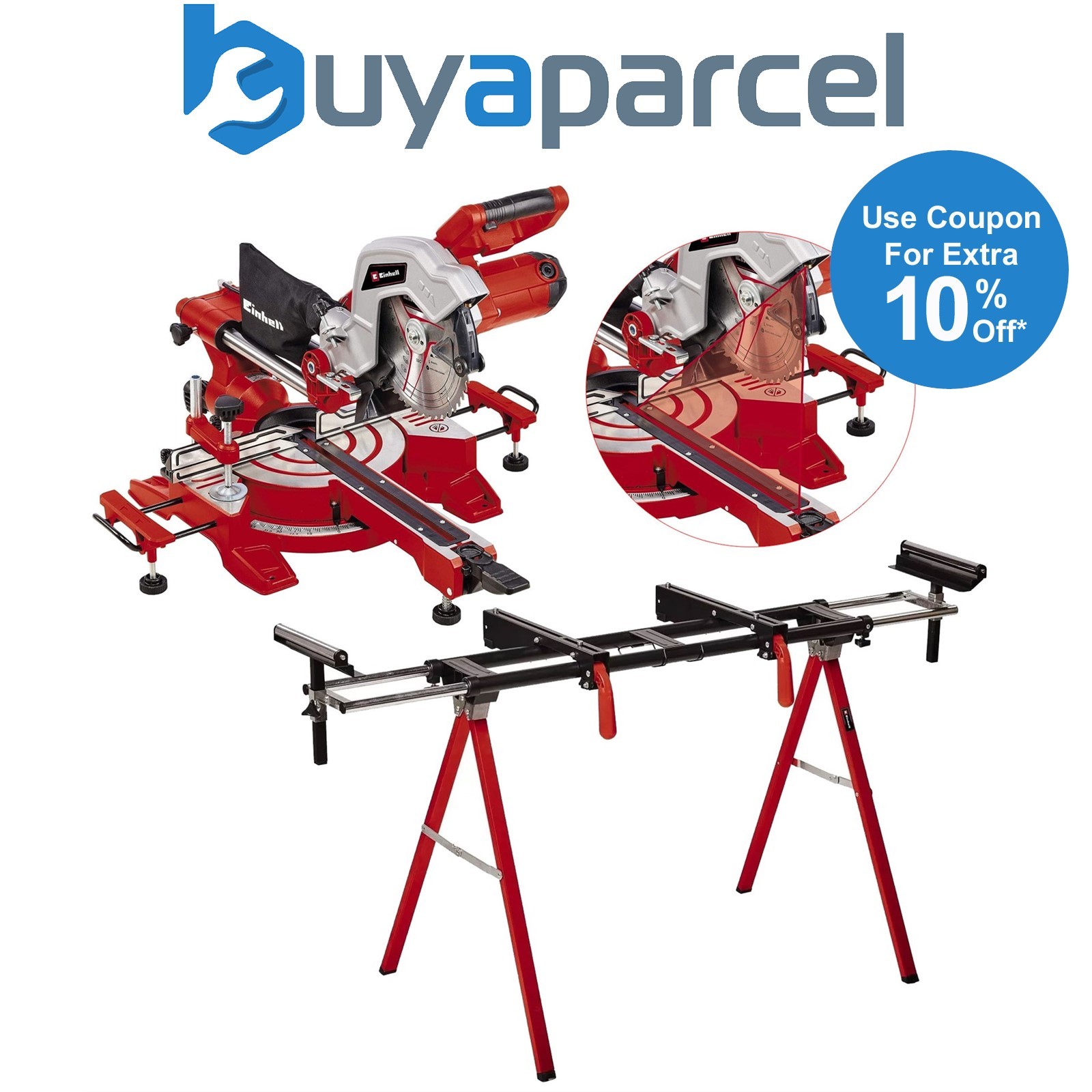 Einhell TC-SM 216 Sliding Crosscut Mitre Saw 216mm Laser Line 240v + Leg Stand