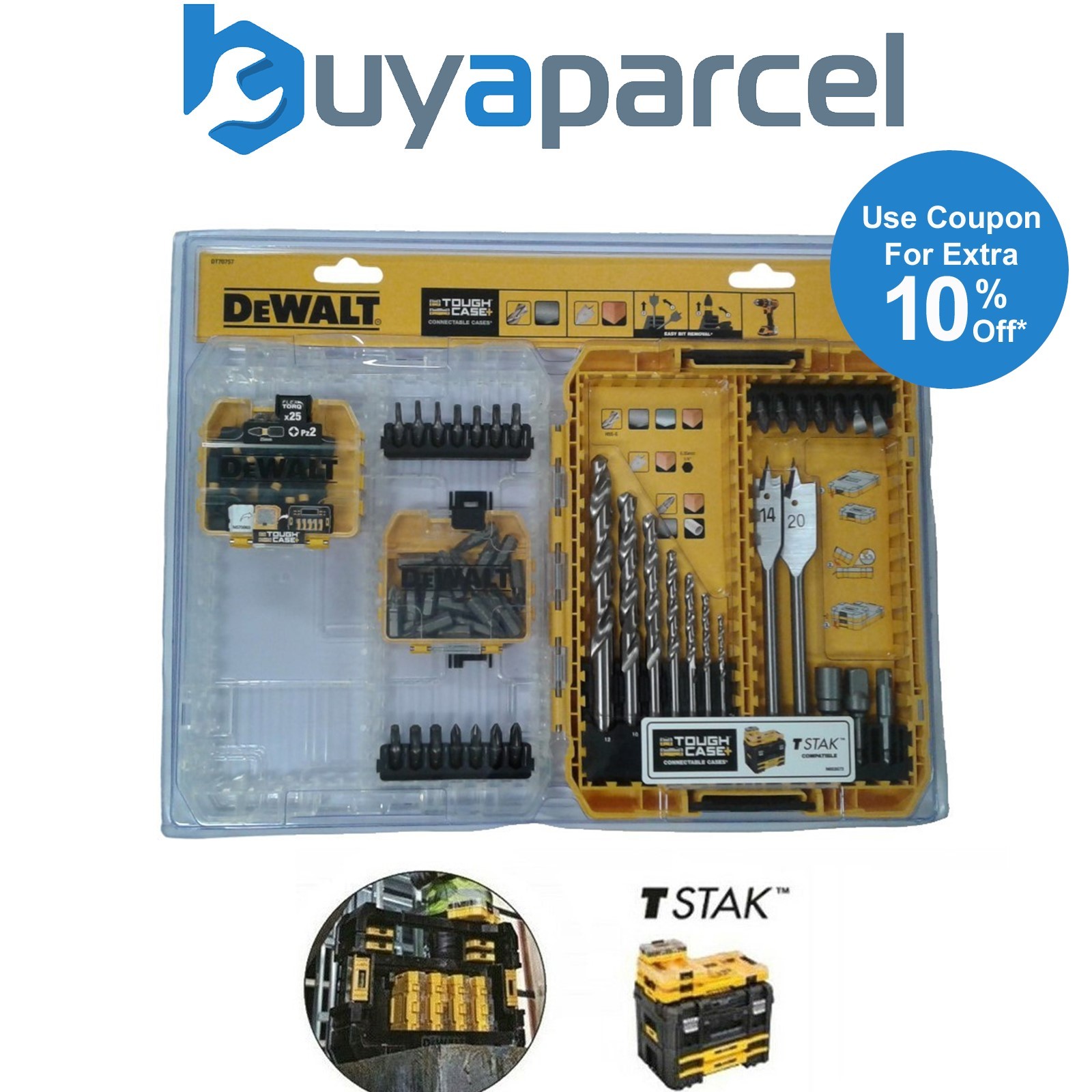 Dewalt Toughcase Extreme Torsion 80 Pc Drill & Bit Set Medium Tough Case TSTAK