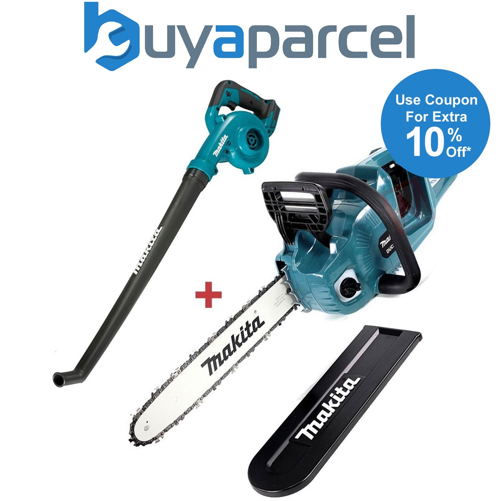 Makita DUC353Z Twin 18v / 36v LXT Cordless 35cm Chainsaw & DUB186Z Blower Bare