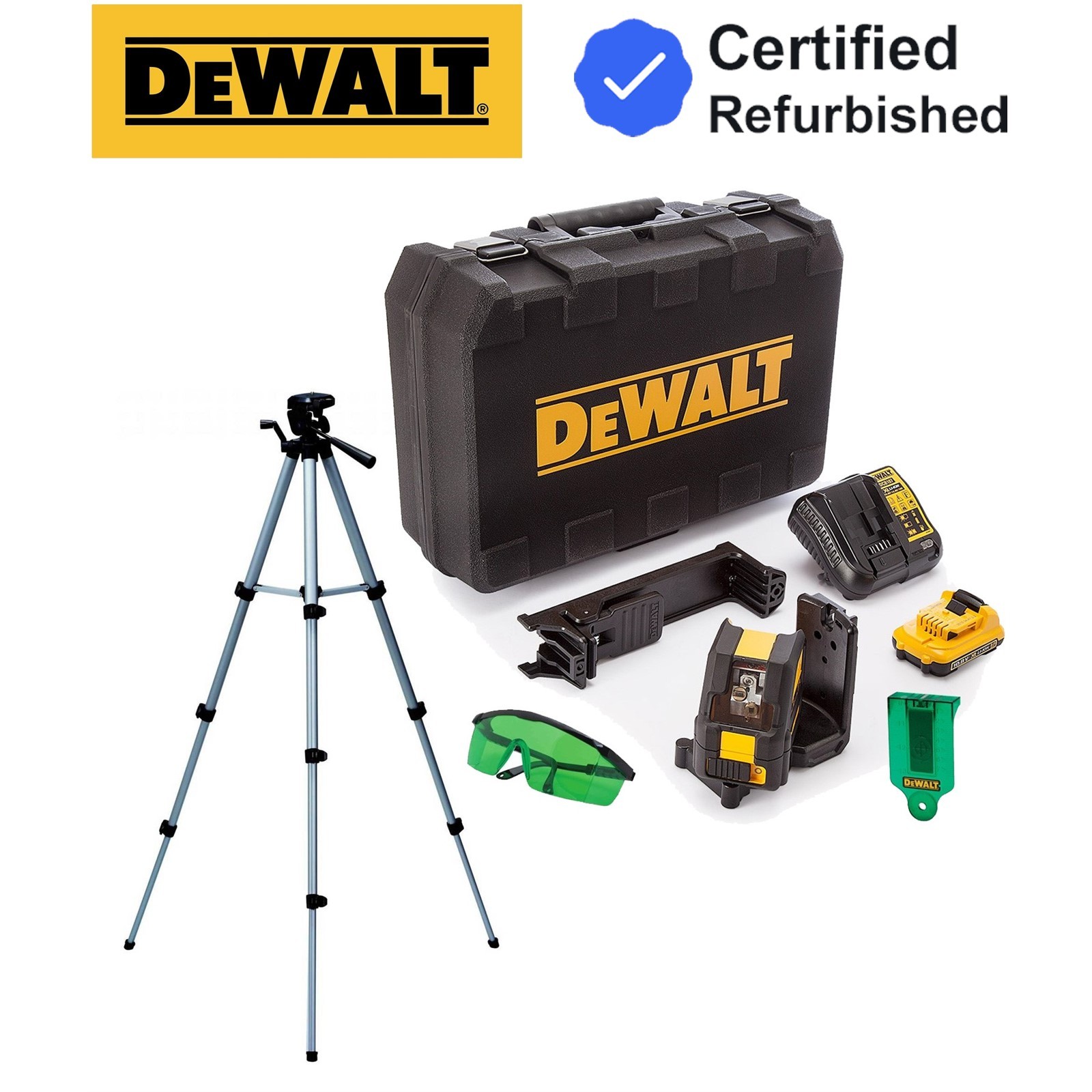 DeWalt DCE088D1G 12v Cross Line Green Laser Level + Tripod + Bag + Bracket