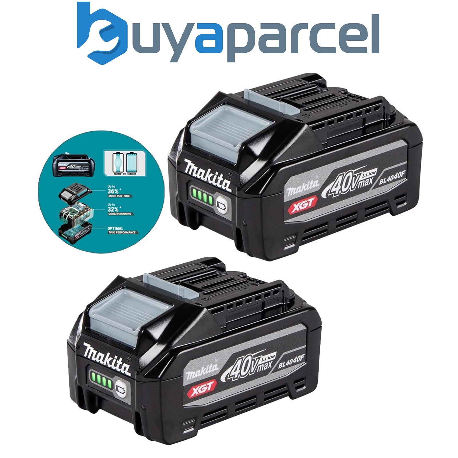 Makita BL4040F XGT 40V Tabless Battery 40V Max 4.0Ah High Output Li-ion x 2